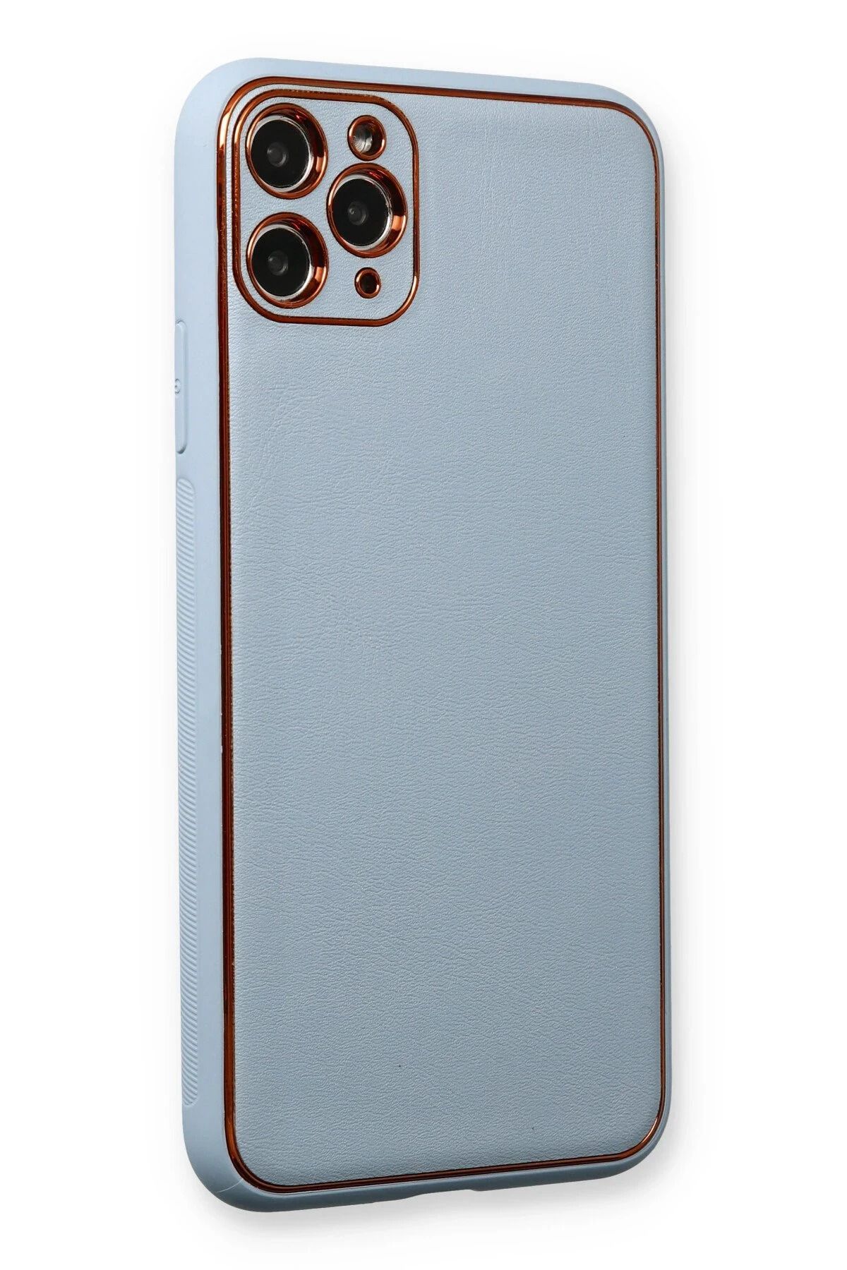 NewFace iPhone 11 Pro Max Kılıf Coco Deri Silikon Kapak - Açık Mavi BSTMY