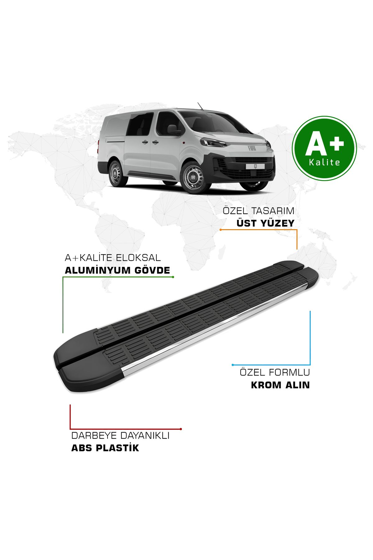 FA OTO AKSESUAR Fiat Scudo Yan Basamak Uzun Şasi 2022 Model ve Sonrası S-Line