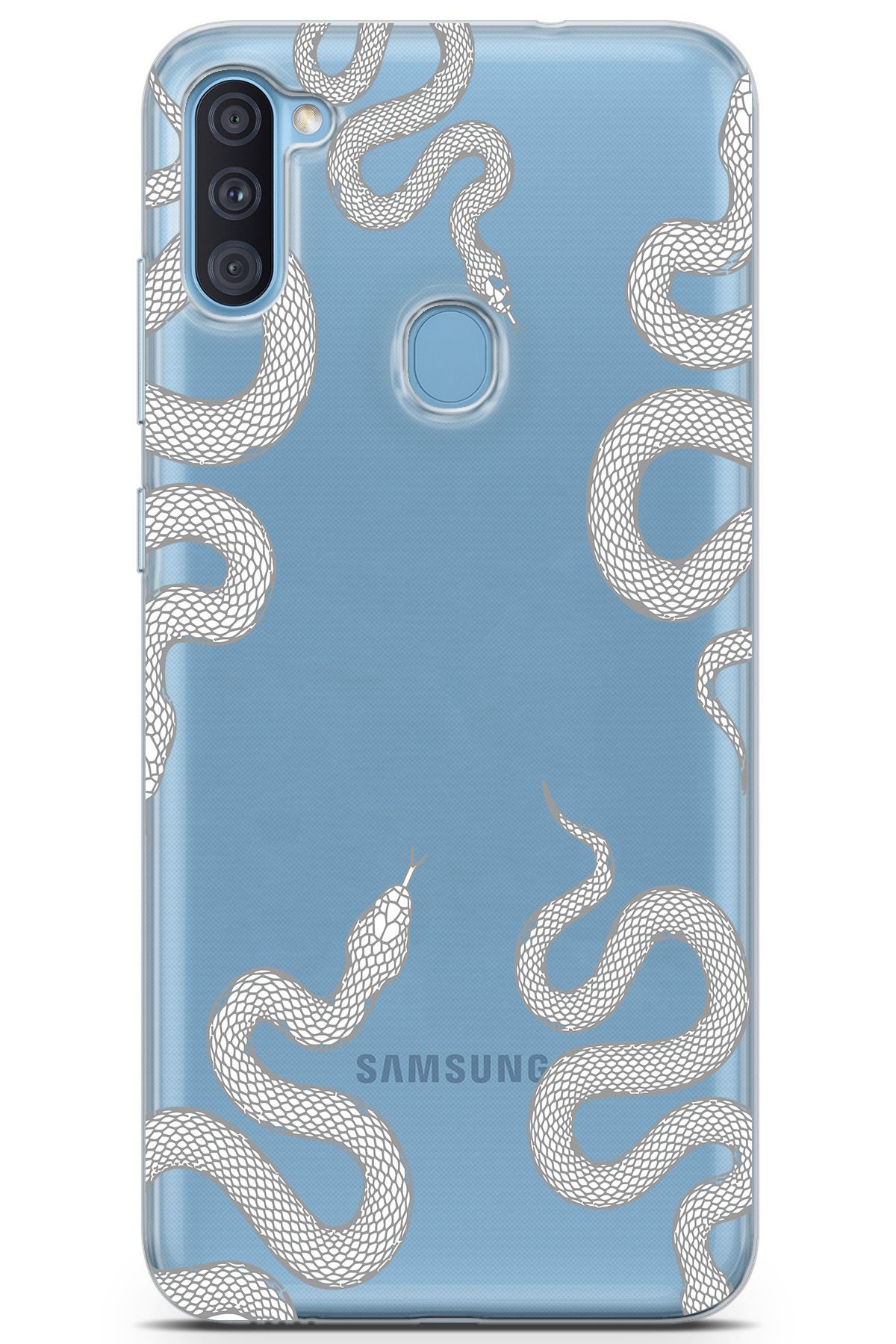 moonset Samsung Galaxy A11 / M11 Uyumlu Yılan Tasarımlı Baskılı Şeffaf Telefon Kılıfı