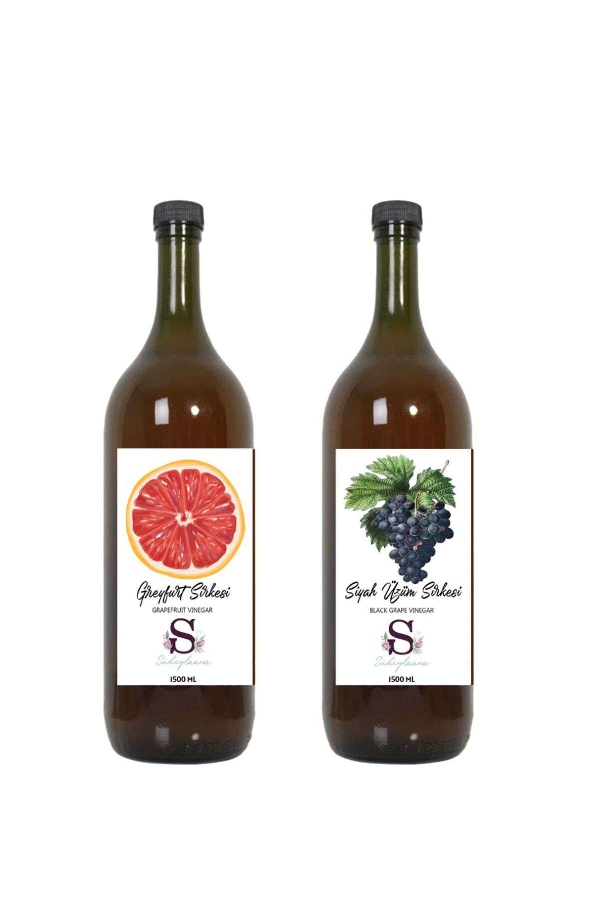 Süheylaana Doğal Greyfurt Sirkesi 1500 Ml - Doğal Siyah Üzüm Sirkesi 1500 Ml