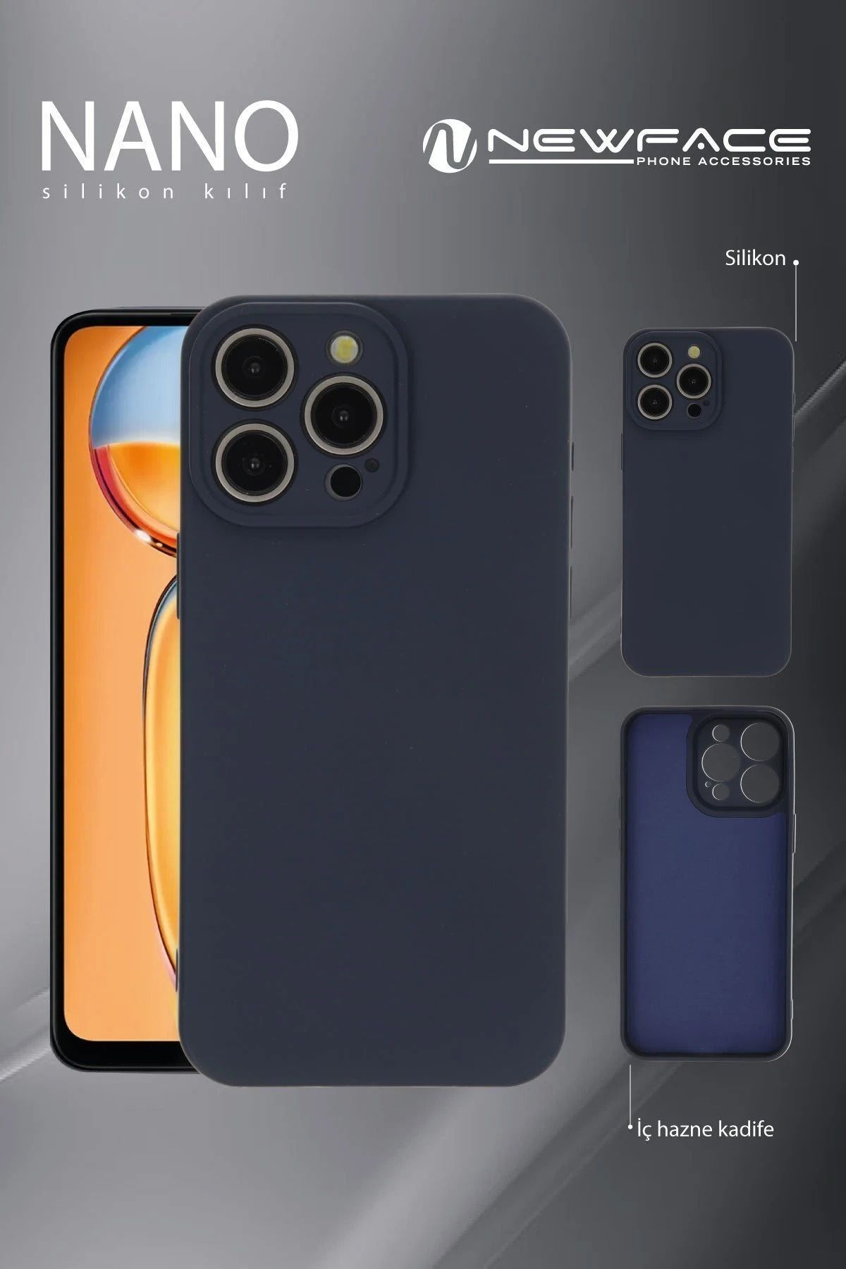 NewFace iPhone 16 Pro Uyumlu Kılıf Nano içi Kadife Silikon - Lacivert BSTMY