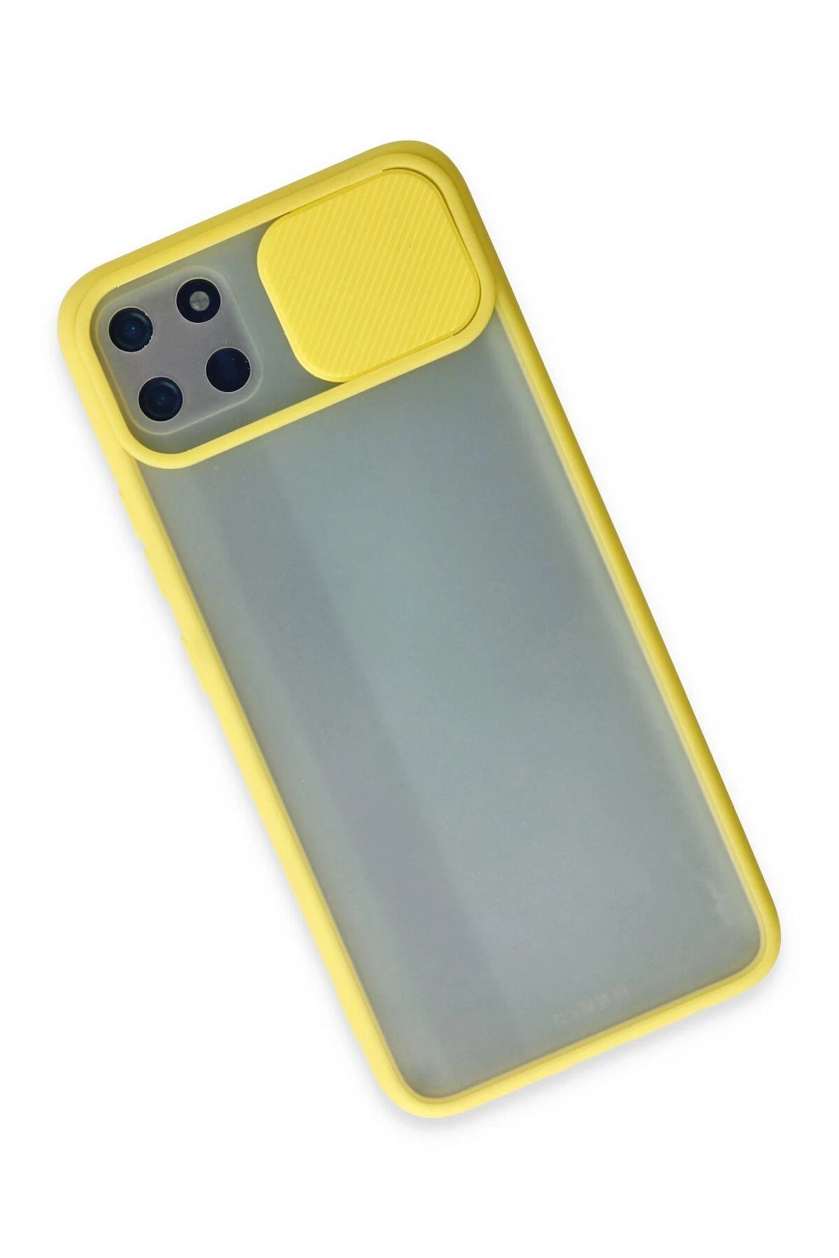 NewFace Realme C11 Kılıf Palm Buzlu Kamera Sürgülü Silikon - Sarı GLSTD
