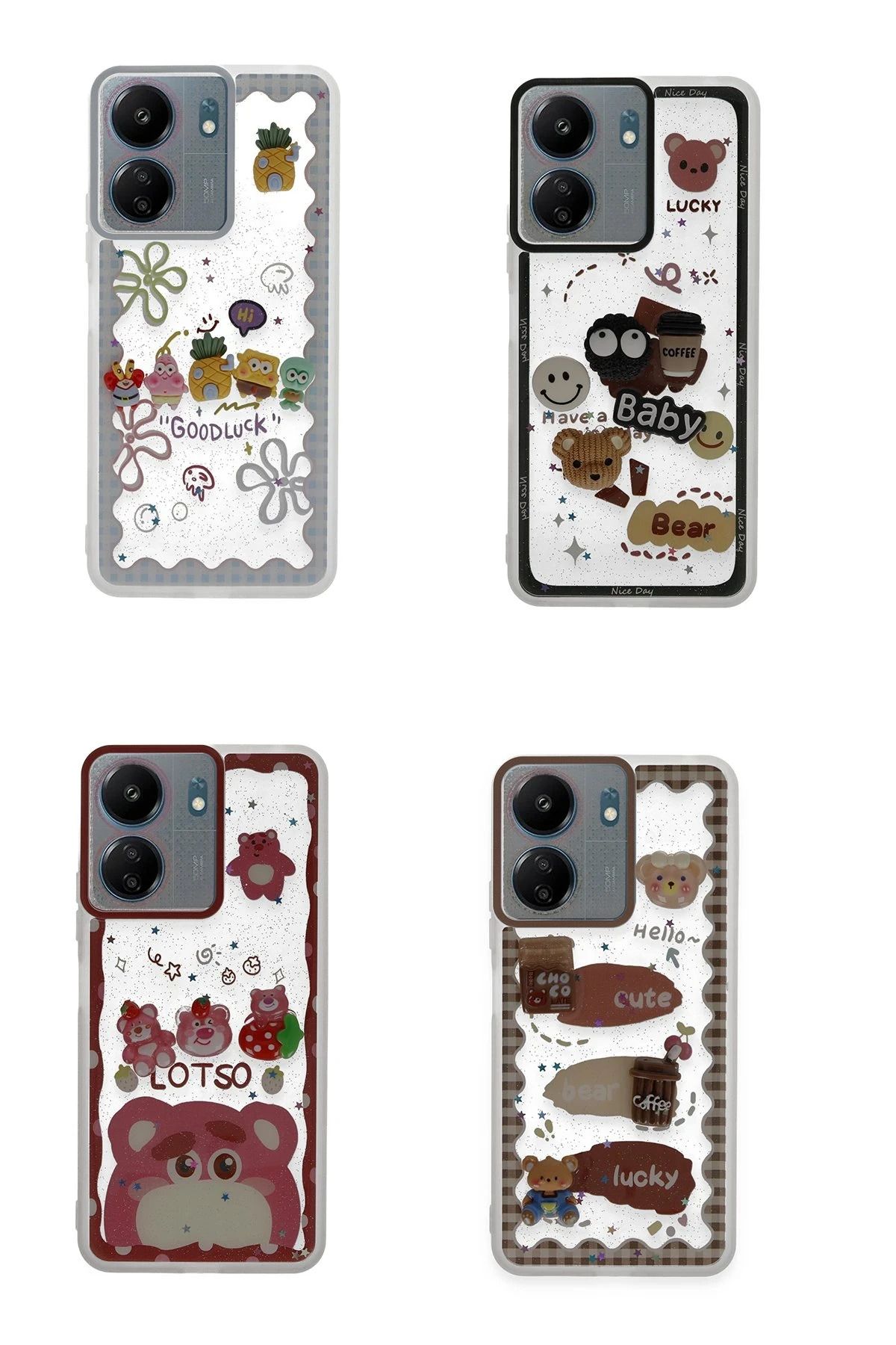 NewFace Xiaomi Redmi 13C Kılıf Sweet Desenli Silikon Kapak - Pembe BSTMY