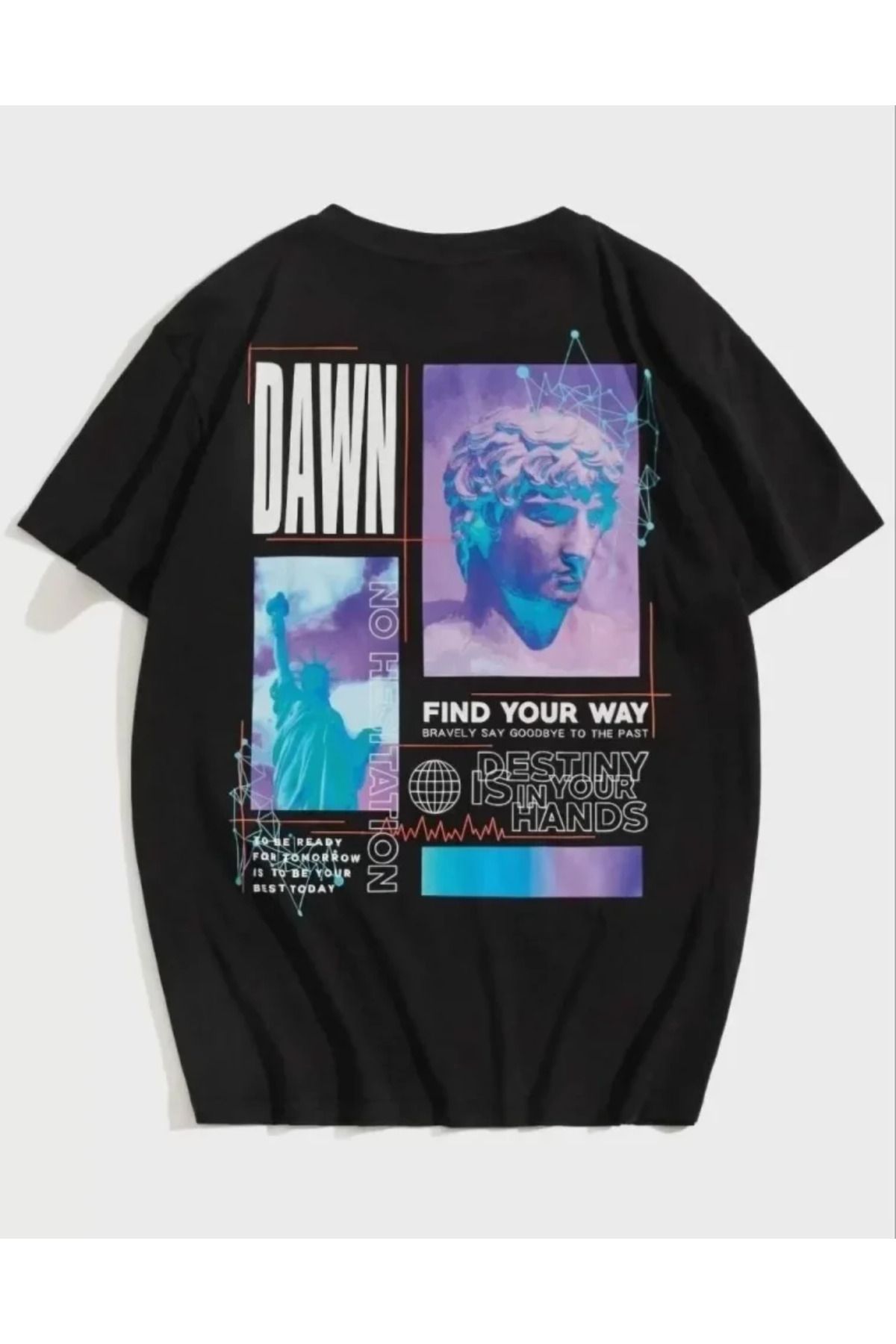 ARUZ MODA Unisex Baskılı Oversize T-Shirt - Siyah