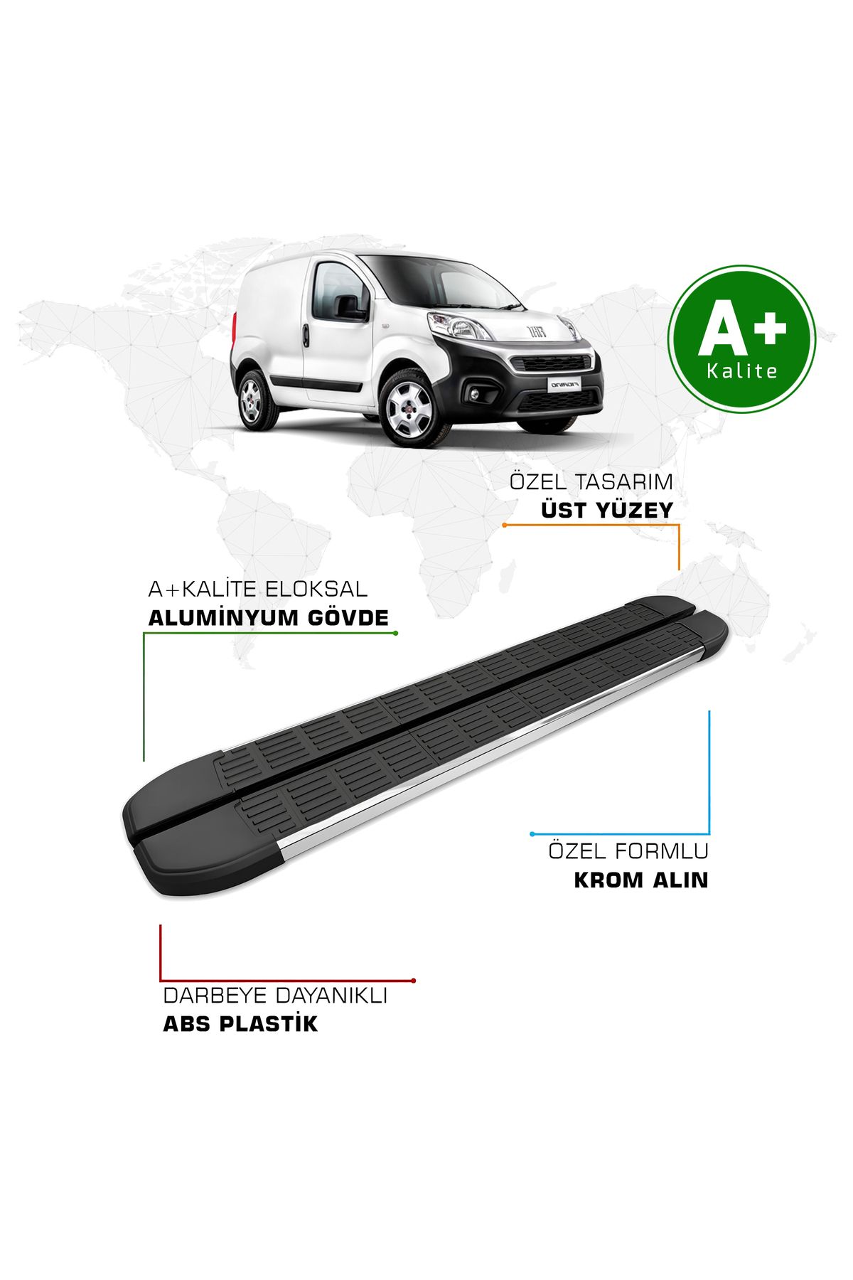 FA OTO AKSESUAR Fiat Fiorino Panelvan Yan Basamak 2008 Model ve Sonrası S-Line