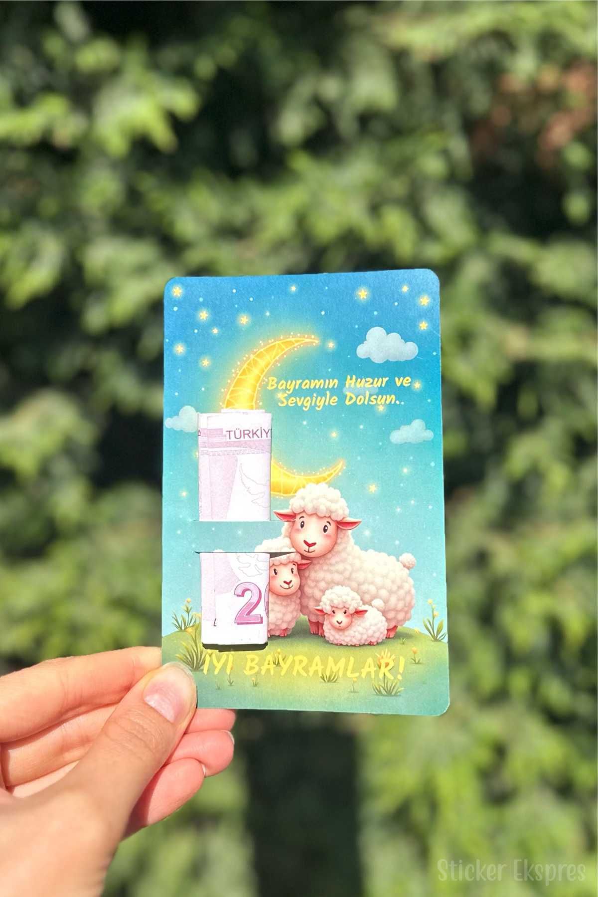 Sticker Ekspres Bayram Harçlık Tebrik Kartı 10 Adet Kurban Bayramı Hediye Kartı Bayram Hediyesi