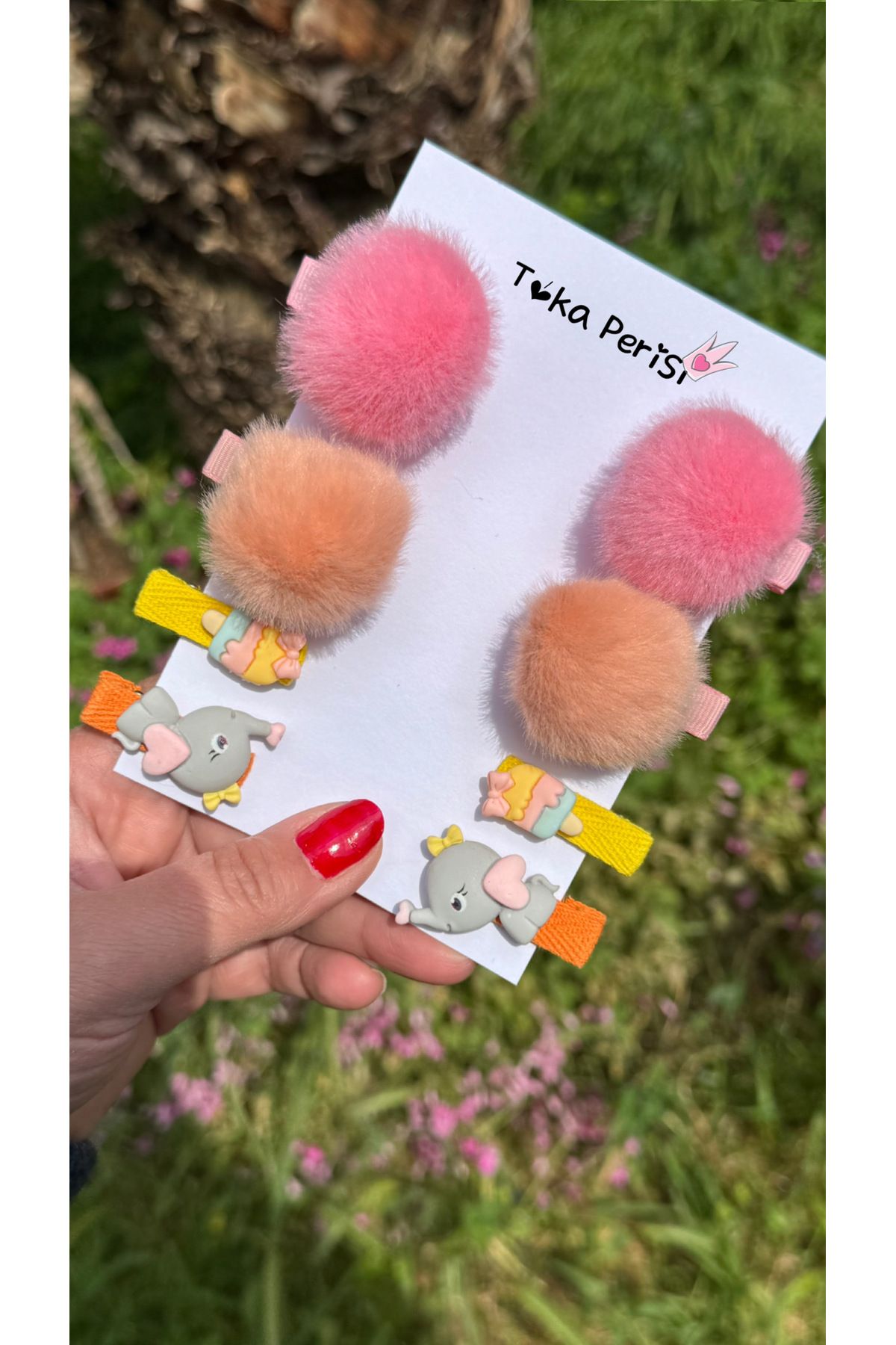 Toka Perisi Çocuk Bebek ponpon Fügürlü 8’li toka seti