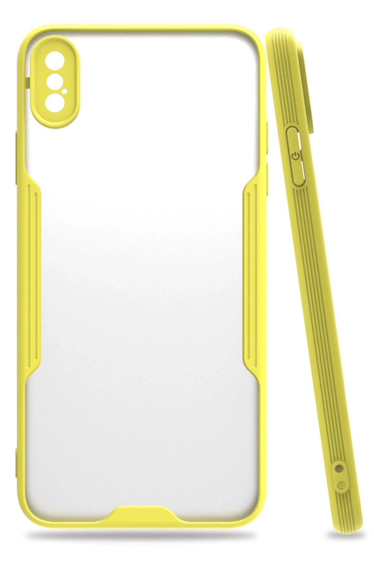 NewFace iPhone XS Max Kılıf Platin Silikon - Sarı GLSTD