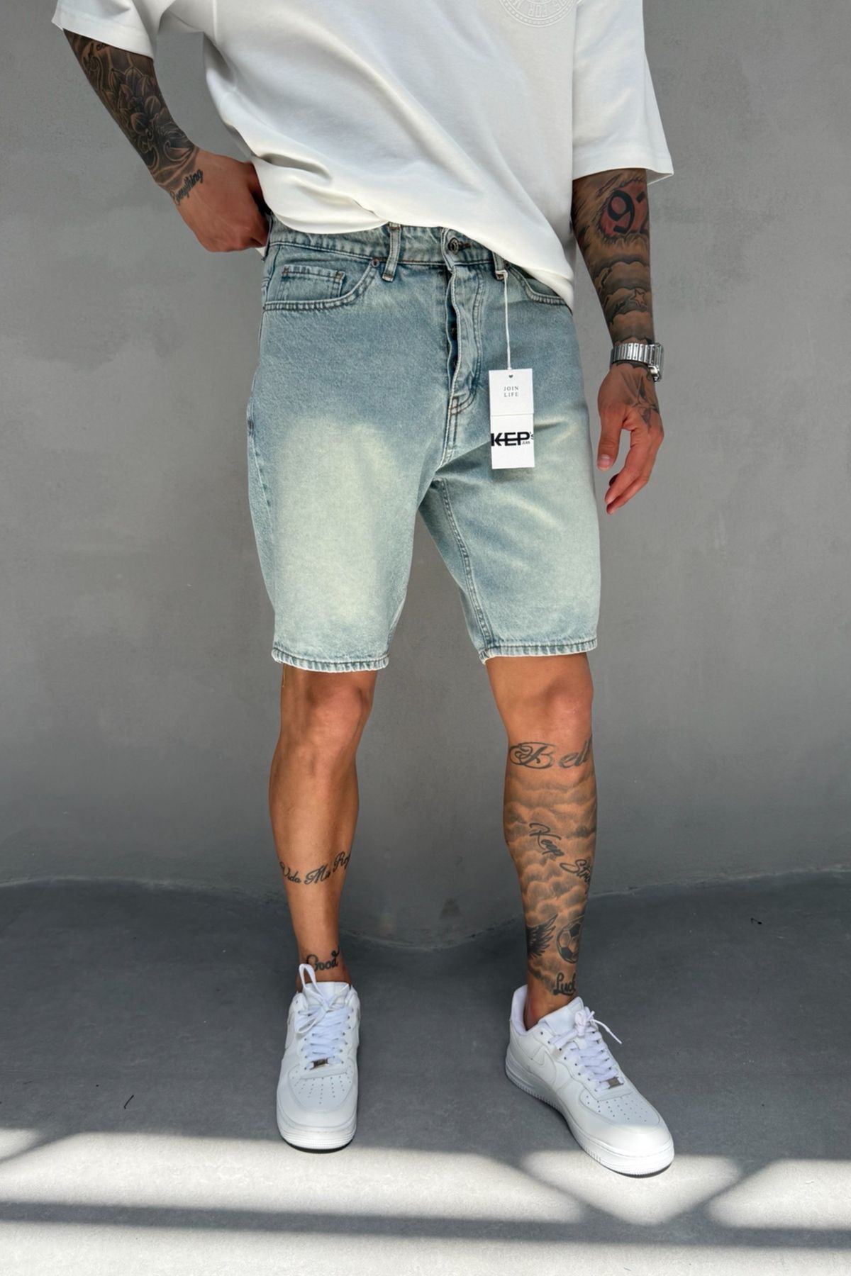 MADZEYMODA Mavi Denim Kumaş Erkek Jean Kot Şort Mz576