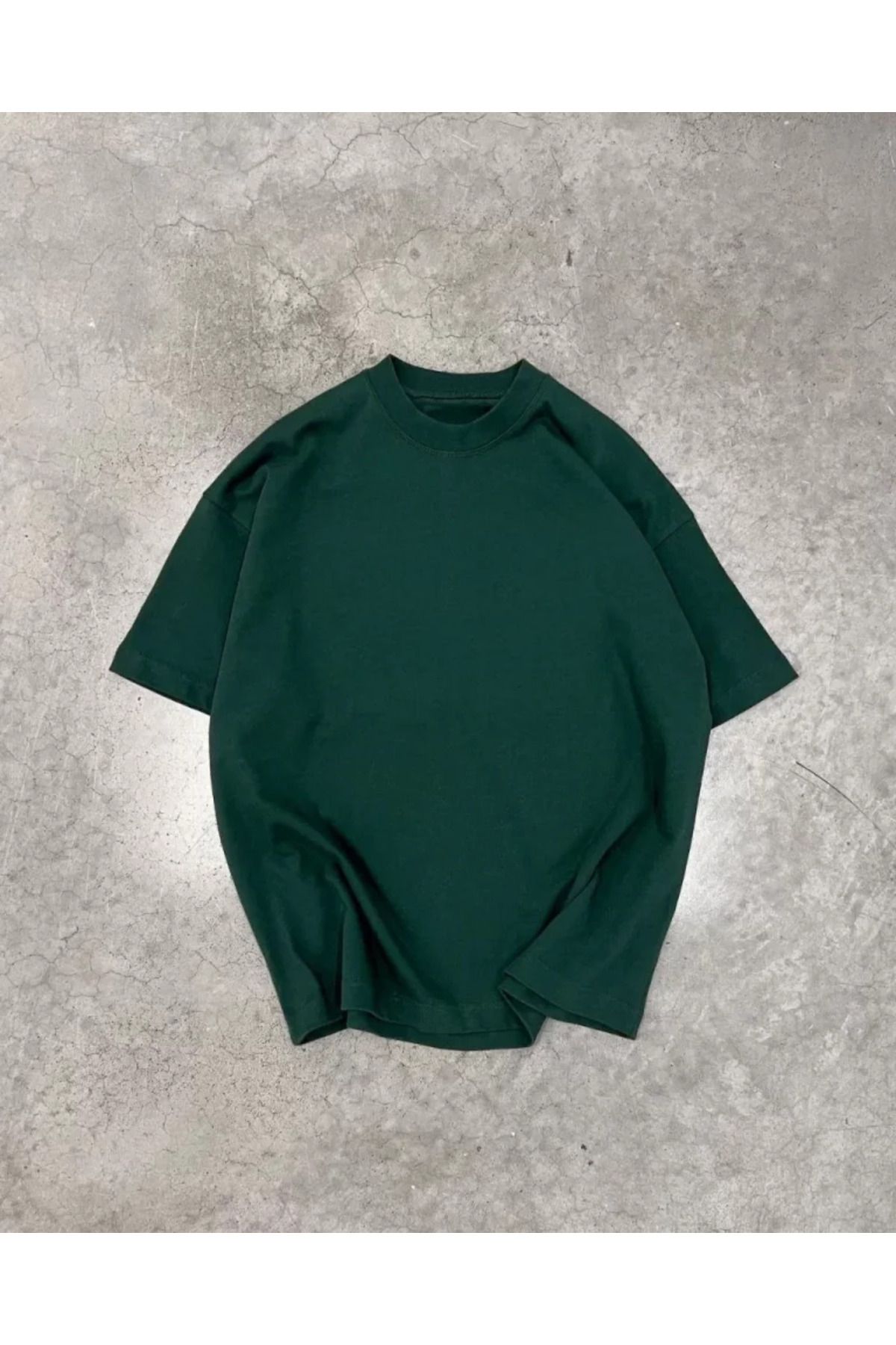 ARUZ MODA Unisex Basic Bisiklet Yaka Oversize T-Shirt - Haki