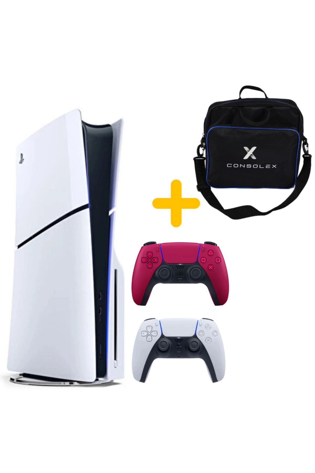 Sony Playstation 5 - CFI 2016 Avrupa - 1 TB Slim Cd Edition Konsol - Çift Kol (Bordo) + ÇANTA