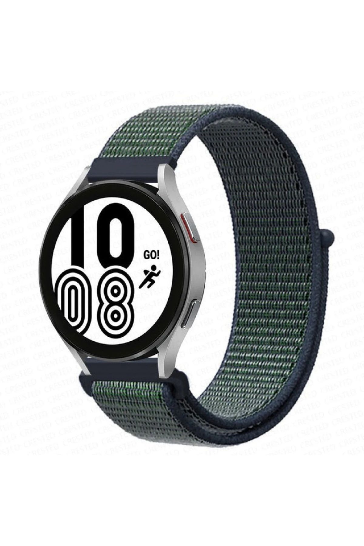 NewFace Samsung Galaxy Watch 4 Hasırlı Cırtcırtlı Kordon - Lacivert-Yeşil BSTMY