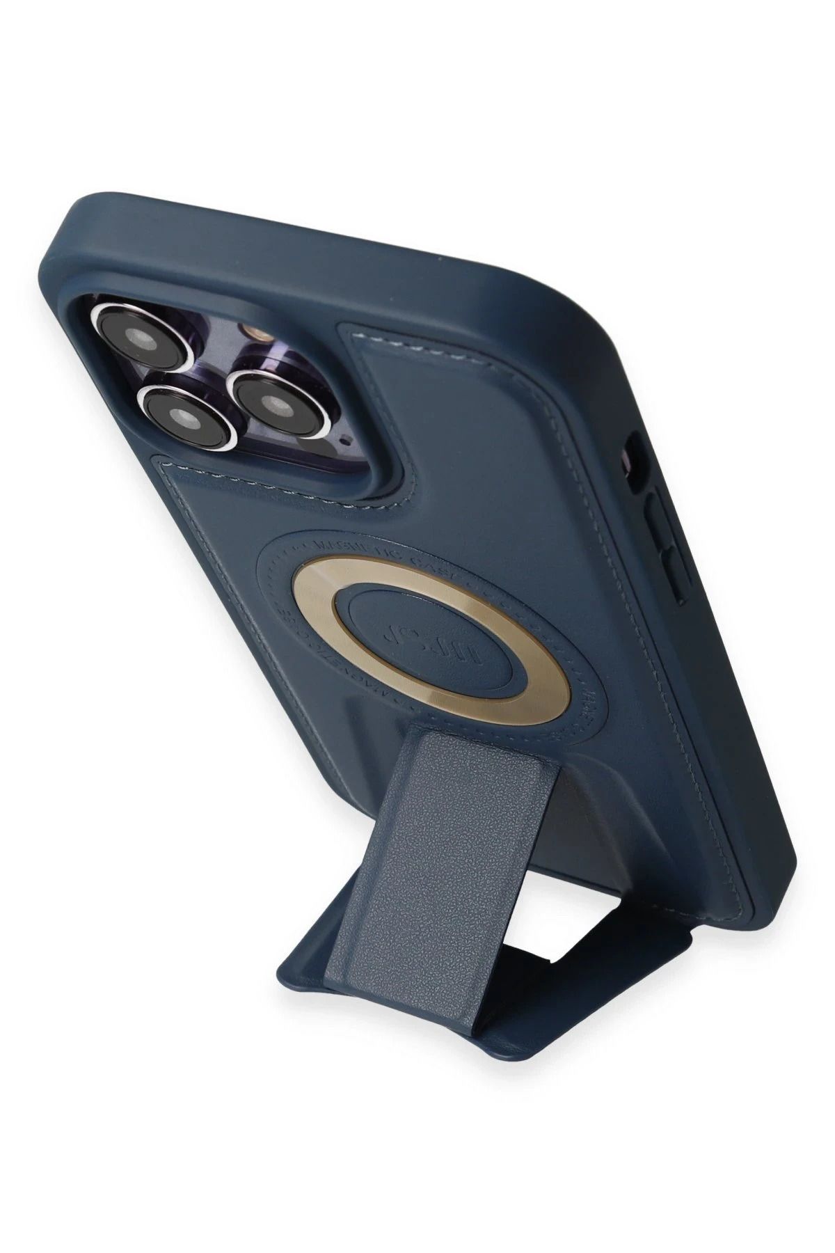 NewFace iPhone 14 Pro Kılıf Merkür Magneticsafe Standlı Kapak - Lacivert BSTMY