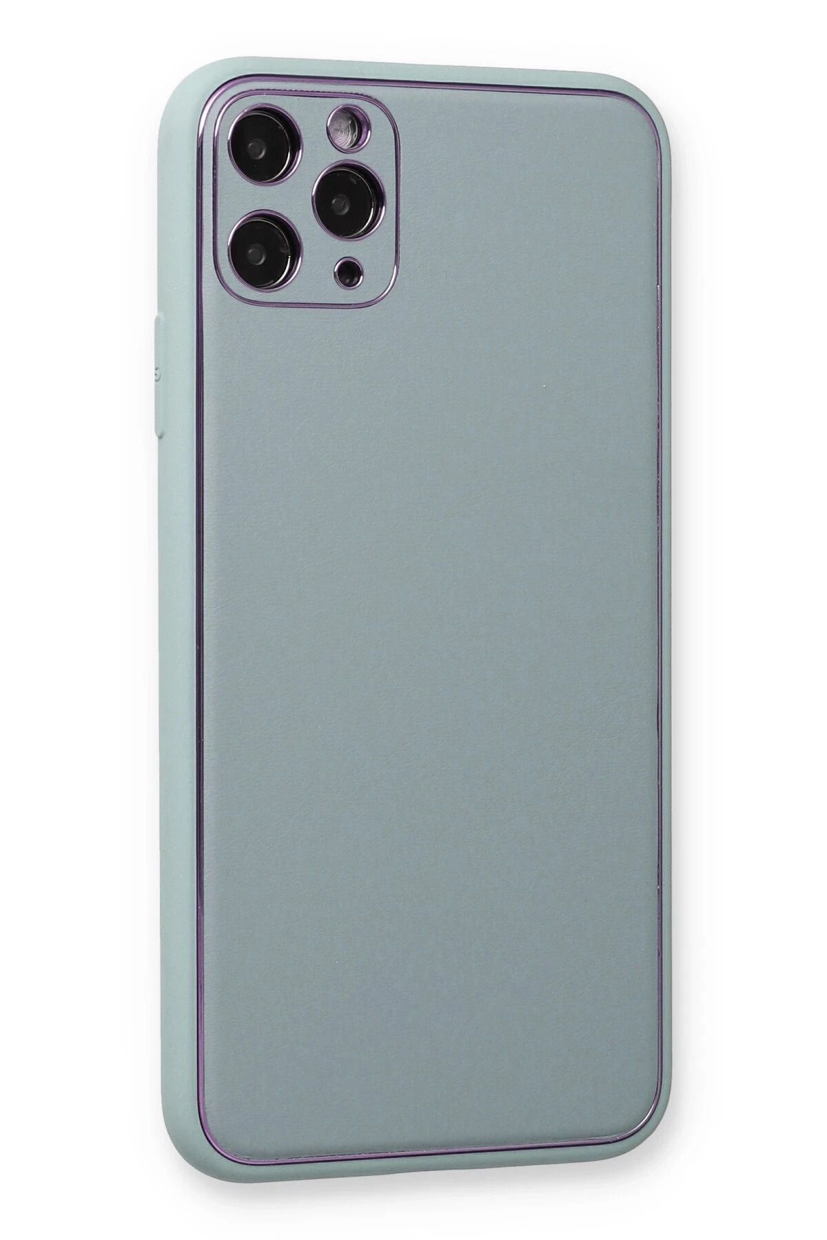 NewFace iPhone 11 Pro Max Kılıf Coco Deri Silikon Kapak - Turkuaz BSTMY