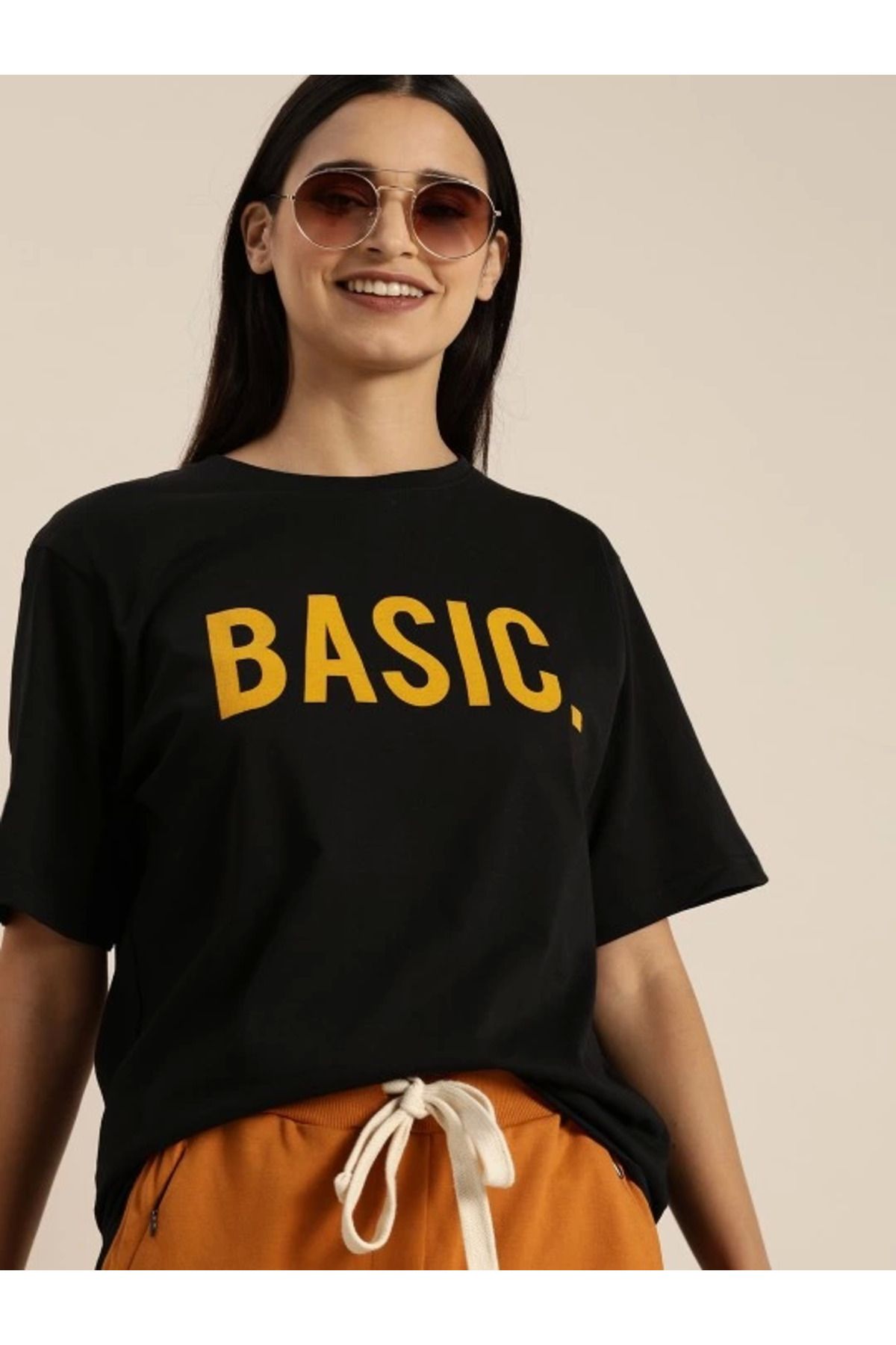 ARUZ MODA Baskılı T-shirt - Siyah