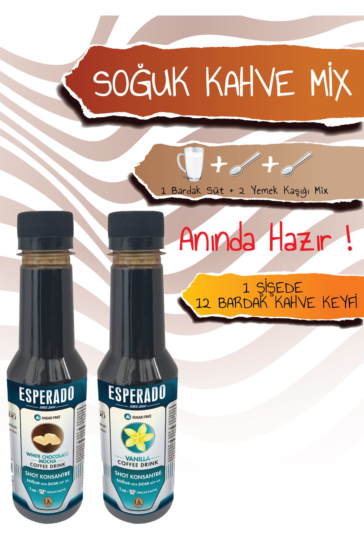 ESPERADO VANİLYA*BEYAZ ÇİKOLATA AROMALI SOĞUK KAHVE MİX 2 Lİ SET 250 MLx2 ad.