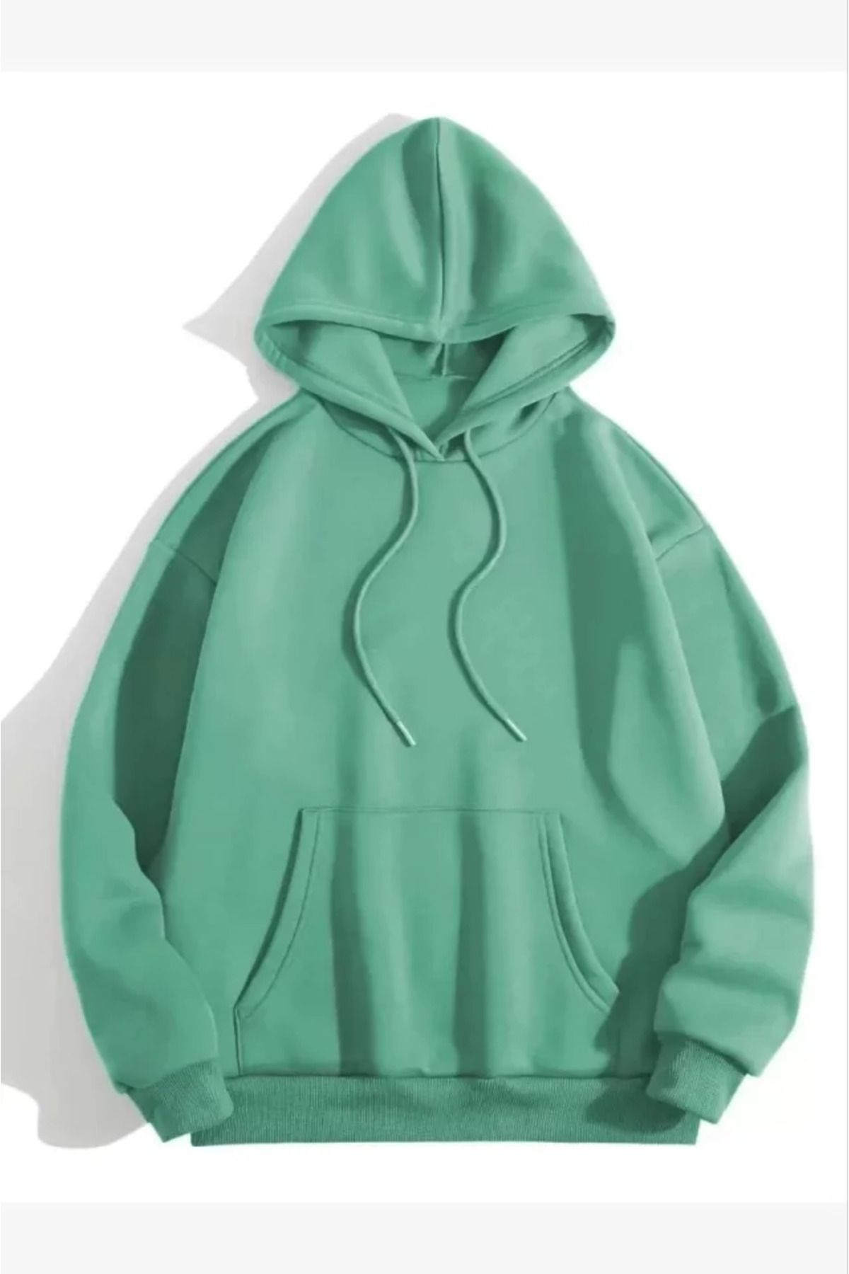 ARUZ MODA 3 İplik Pamuklu Unisex Kapşonlu Sweetshirt - Mint Yeşili