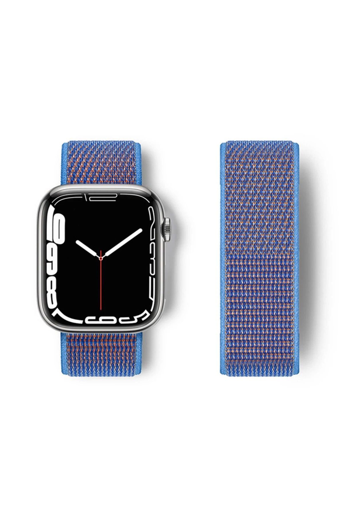 NewFace Apple Watch 42mm Hasırlı Cırtcırtlı Kordon - Mor BSTMY
