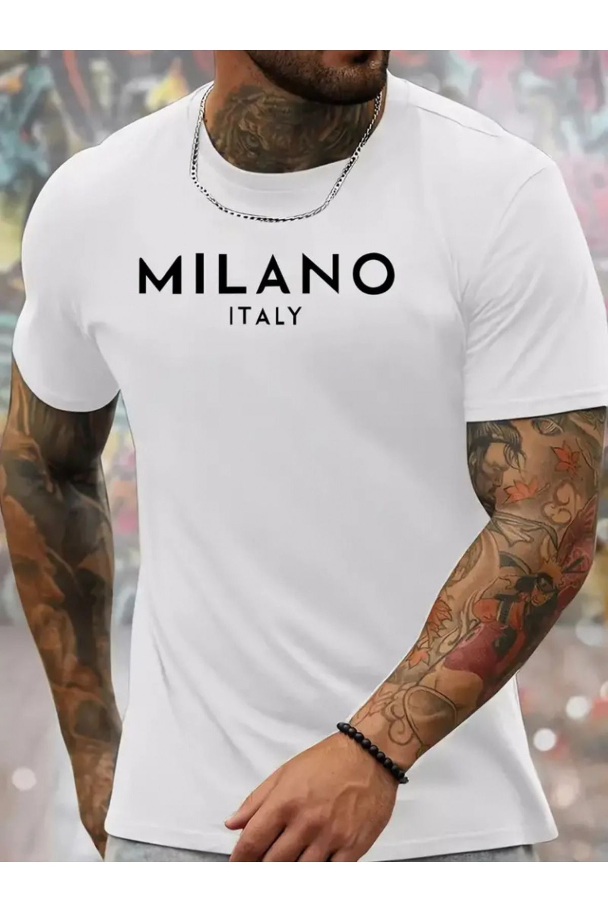 ARUZ MODA Erkek Milano Baskılı Süprem T-shirt