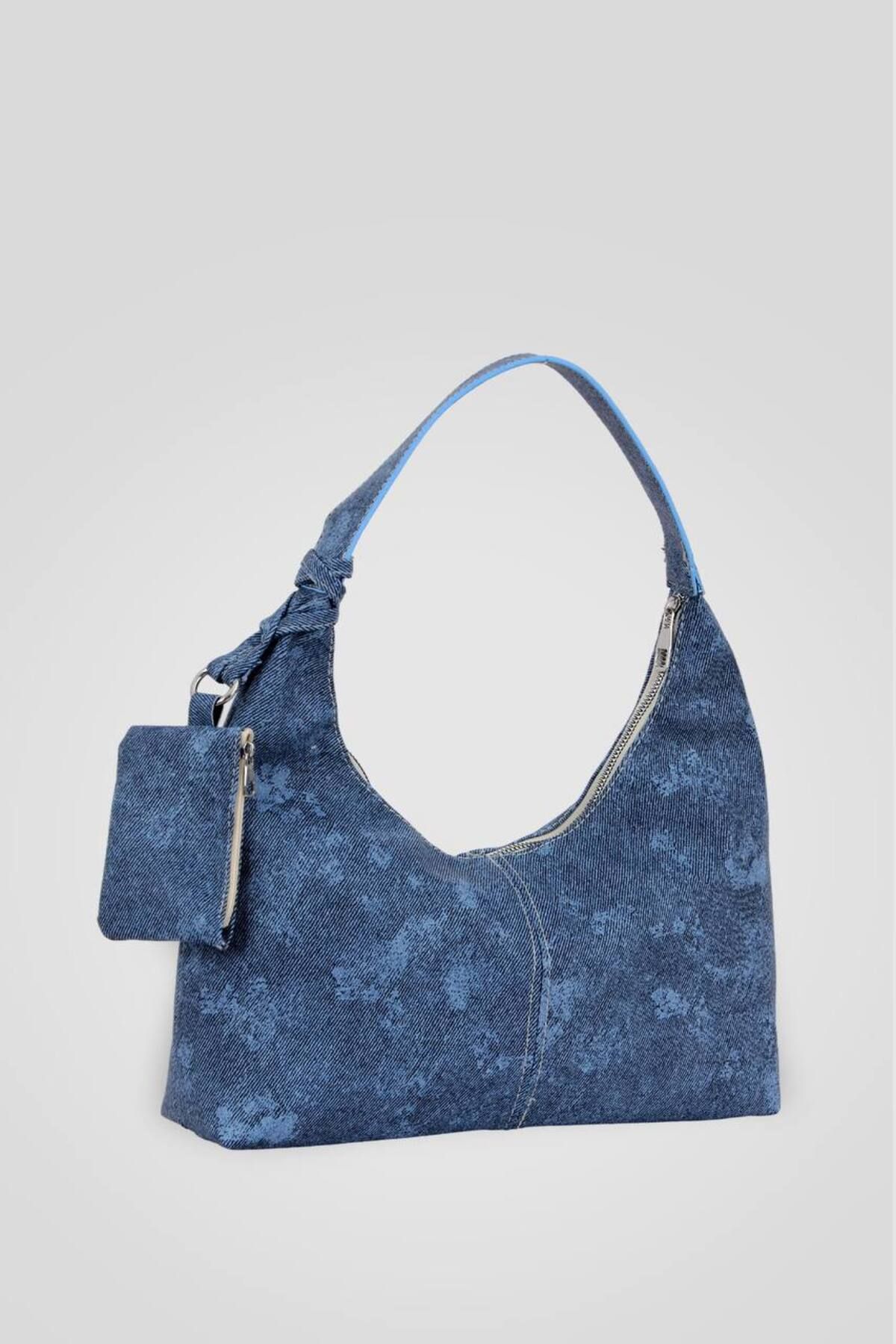 Glemix Crocus Jeans Cüzdanlı Trend Baget Kadın Omuz Çantası