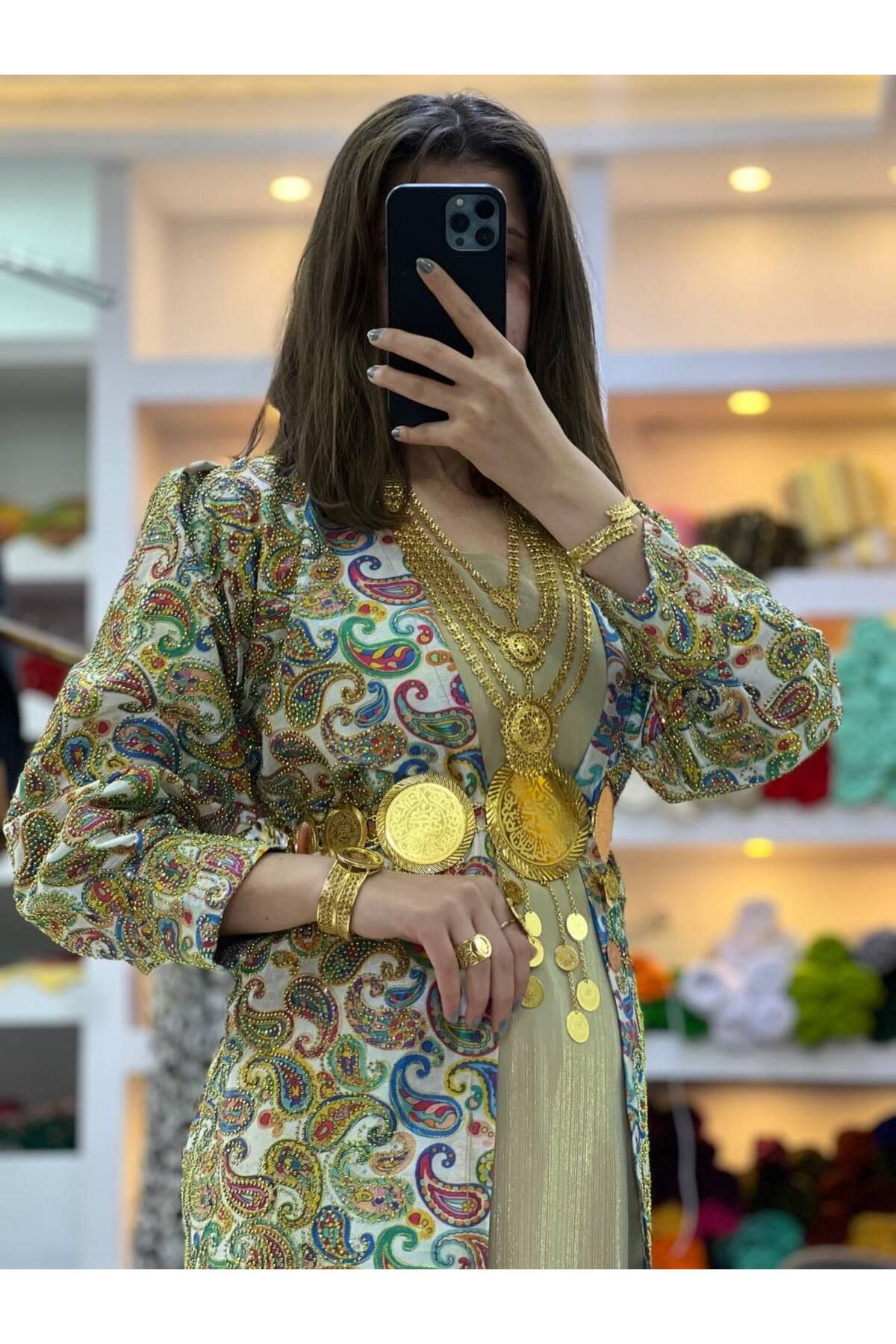 SOLİN YÖRESEL Kadın Yöresel Elbise Düğünlük Kaftan Abiye (Görseldeki Aksesuarlar Dahildir)