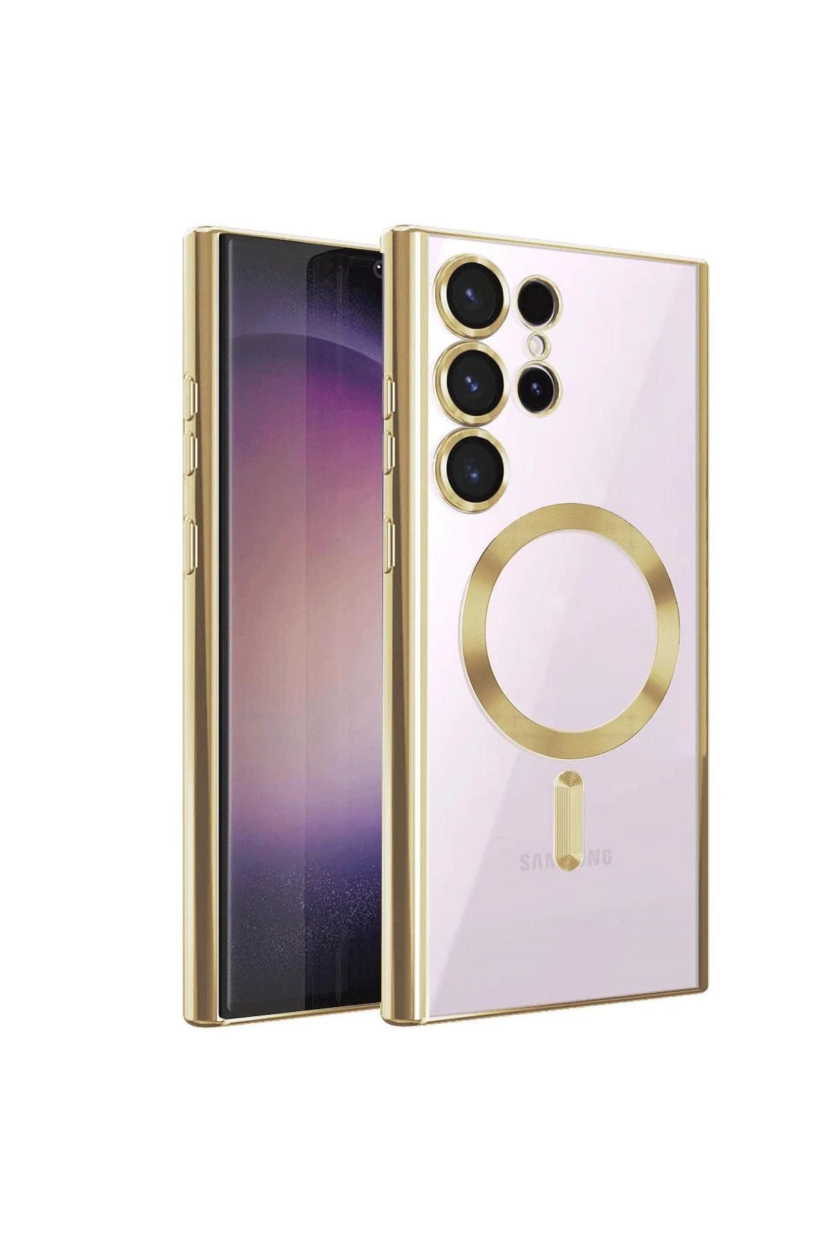 NewFace Samsung Galaxy S22 Ultra Kılıf Kross Magneticsafe Kapak - Gold WLZOR
