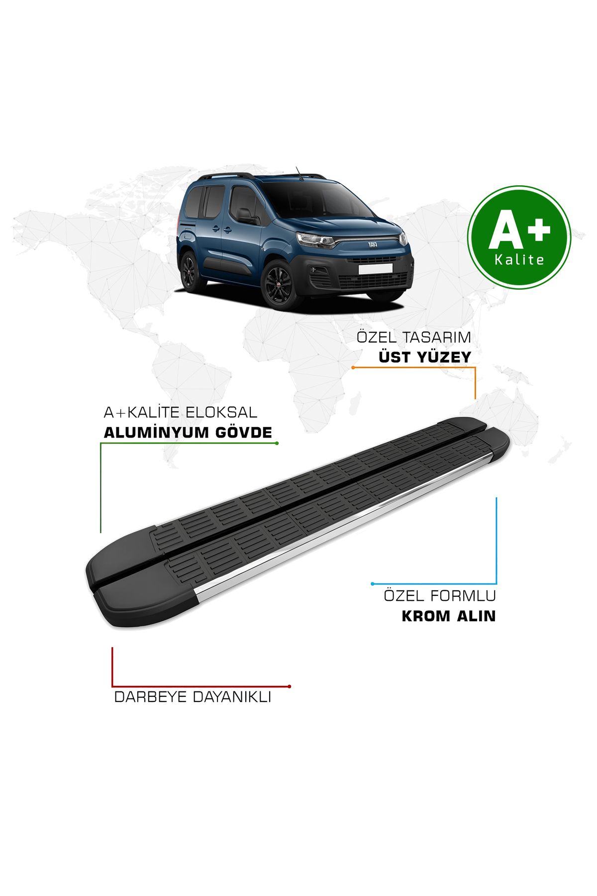 FA OTO AKSESUAR Fiat Doblo Yan Basamak Kısa Şasi 2023 Model ve Sonrası S-Line