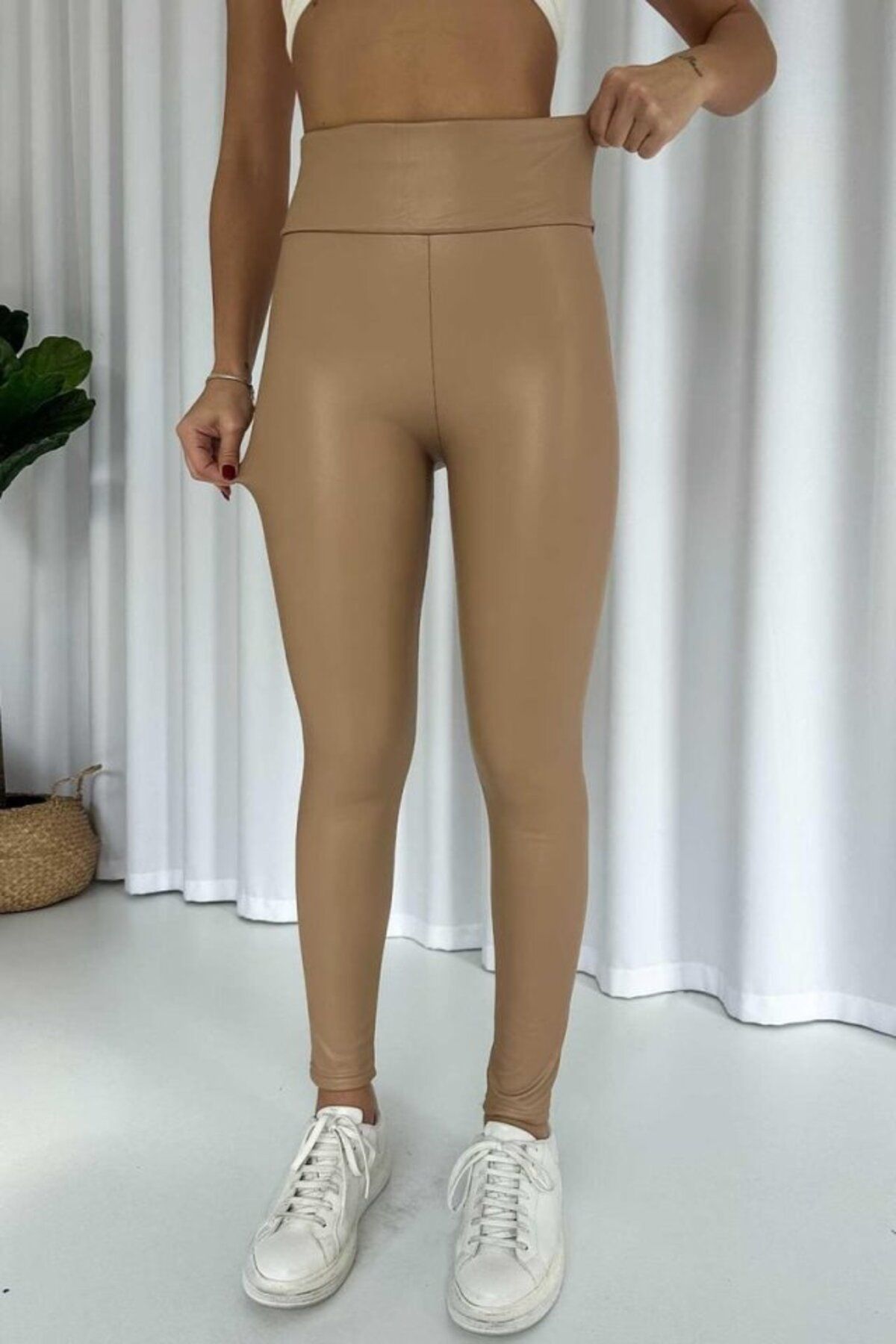 ARUZ MODA Kadın Yüksek Bel Toparlayacı Içi şardonlu Tam Kalıp Deri Tayt