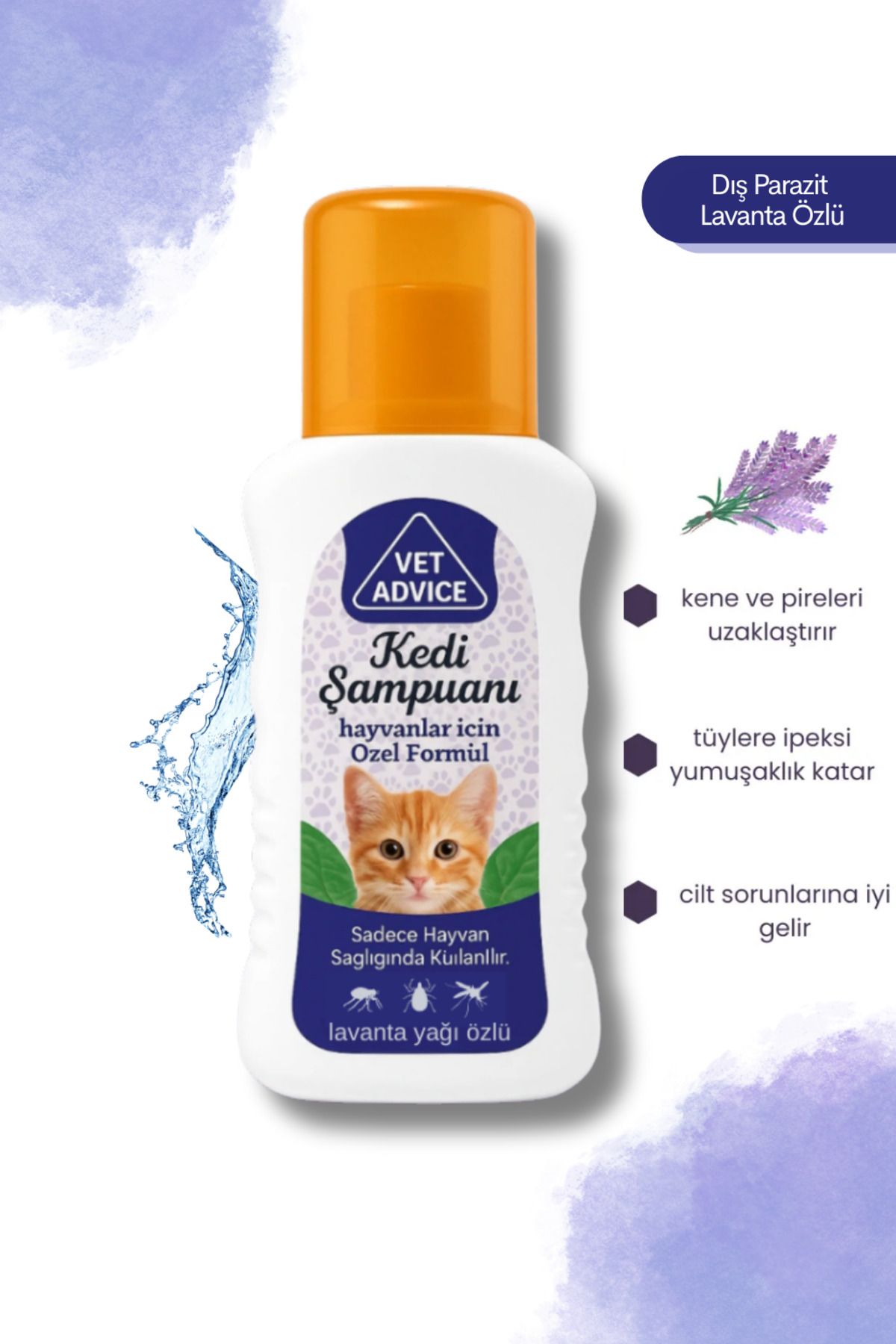 vet advice Lavanta Yağı Özlü Kedi Şampuanı Parazit Bitkisel Lavanta Özlü