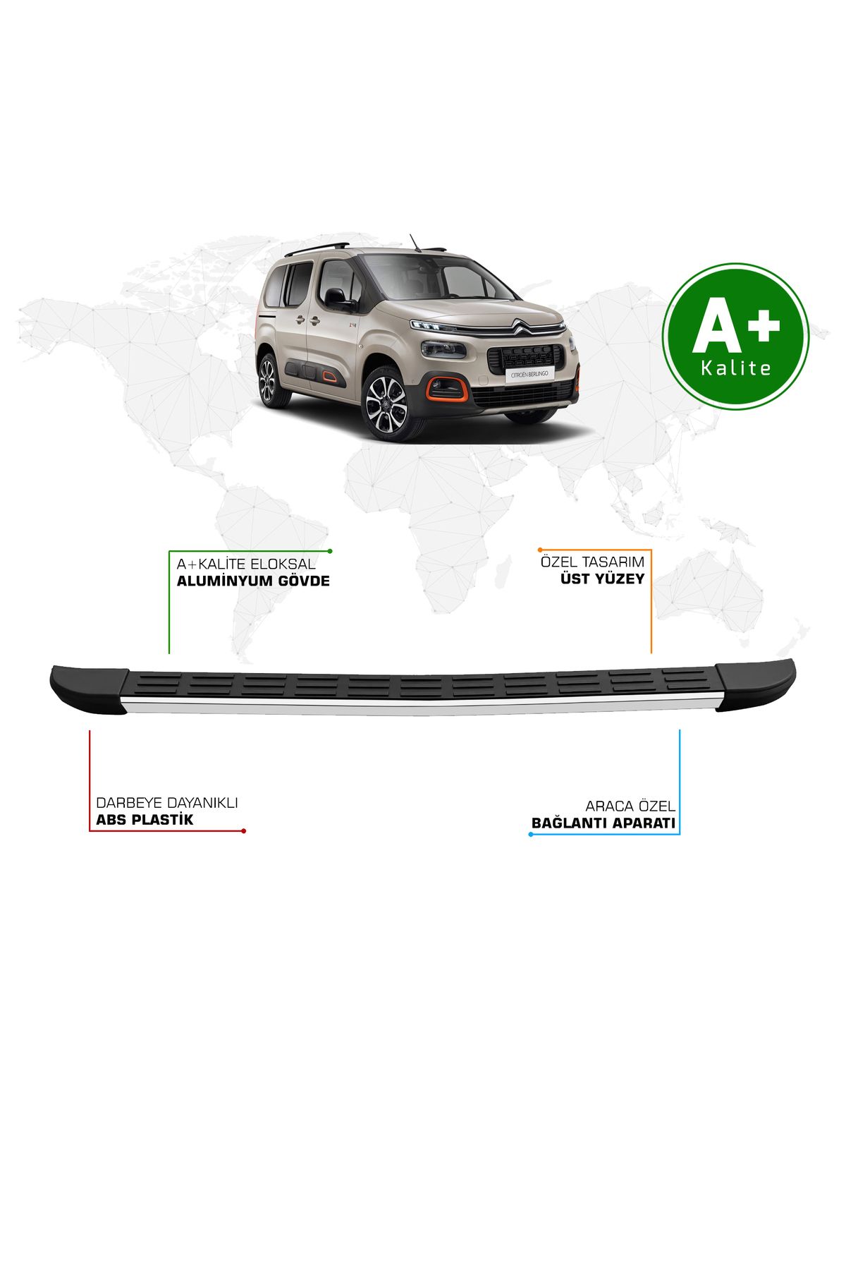 FA OTO AKSESUAR Citroen Berlingo Arka Basamak Kısa Şasi 2019 Model ve Sonrası S-Line