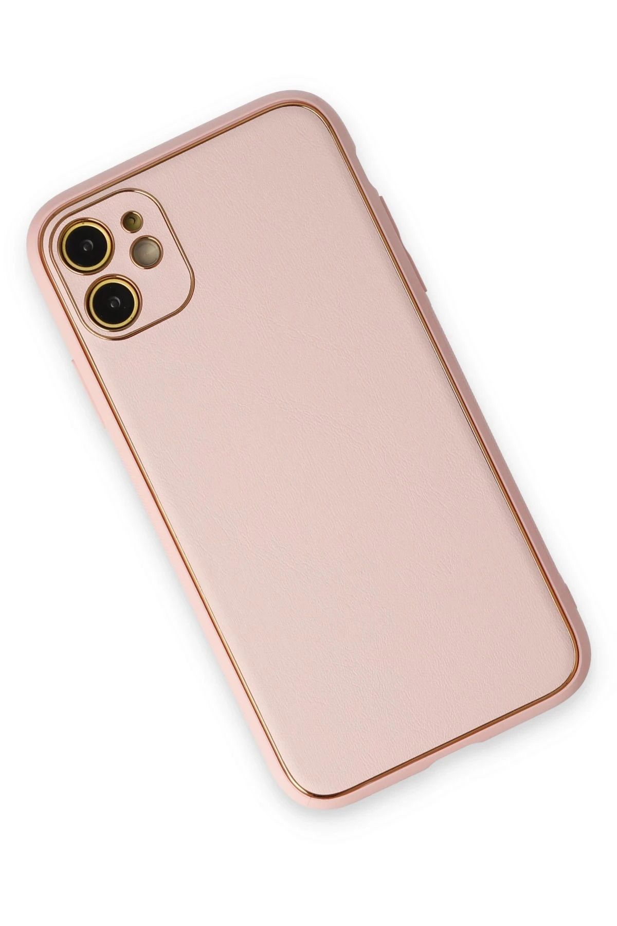NewFace iPhone 12 Kılıf Coco Deri Silikon Kapak - Pudra BSTMY