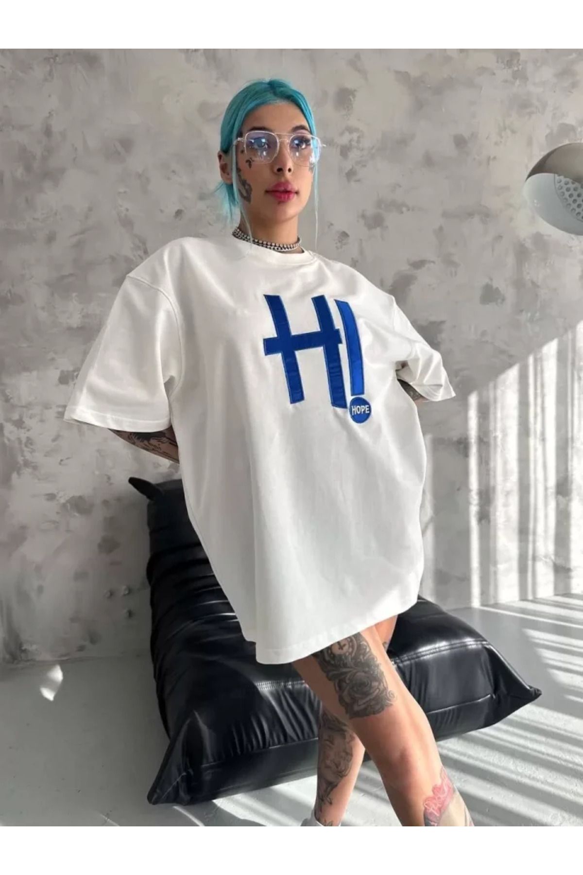 ARUZ MODA Unisex Nakış İşlemeli T-Shirt - Beyaz