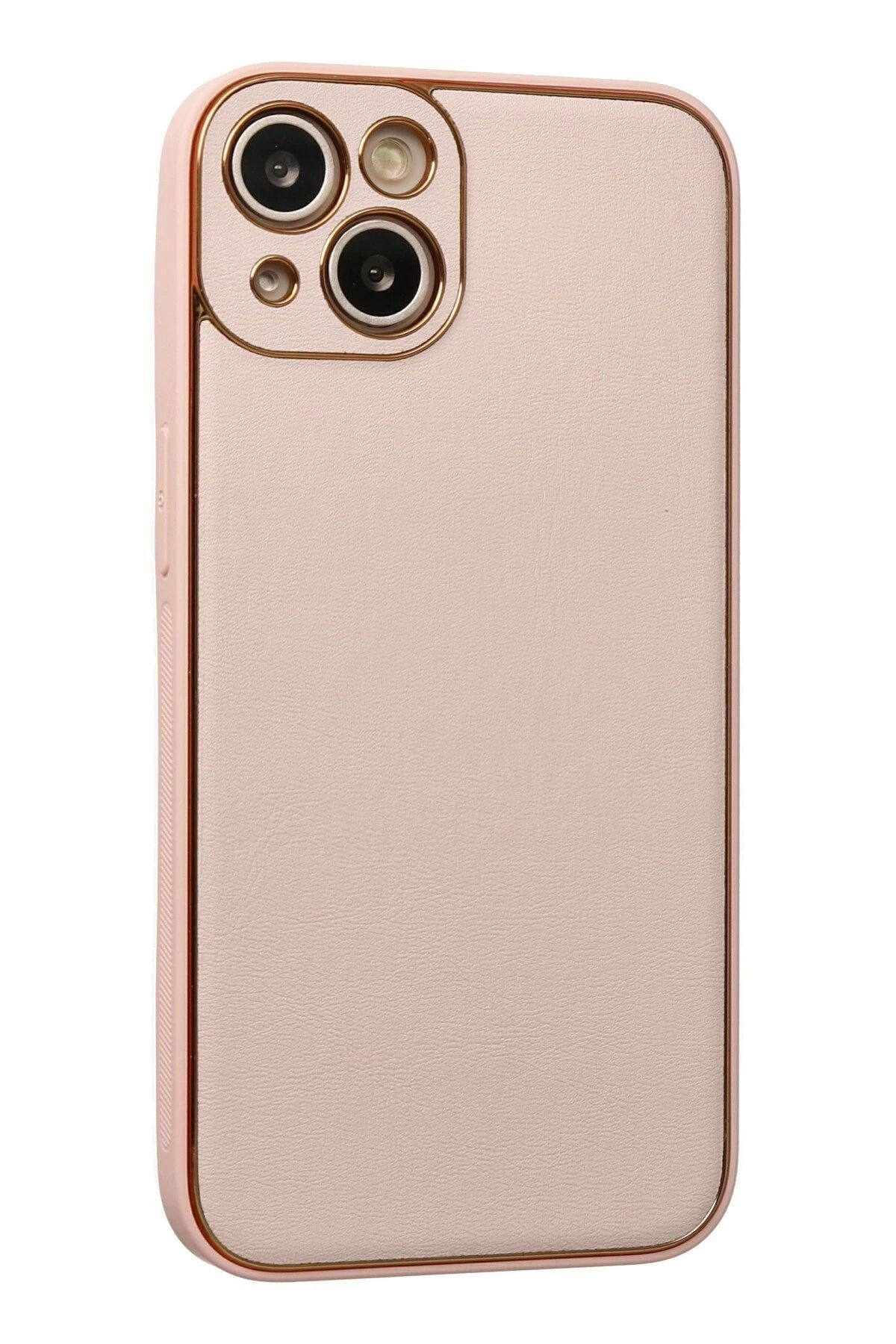 NewFace iPhone 13 Kılıf Coco Deri Silikon Kapak - Pudra BSTMY