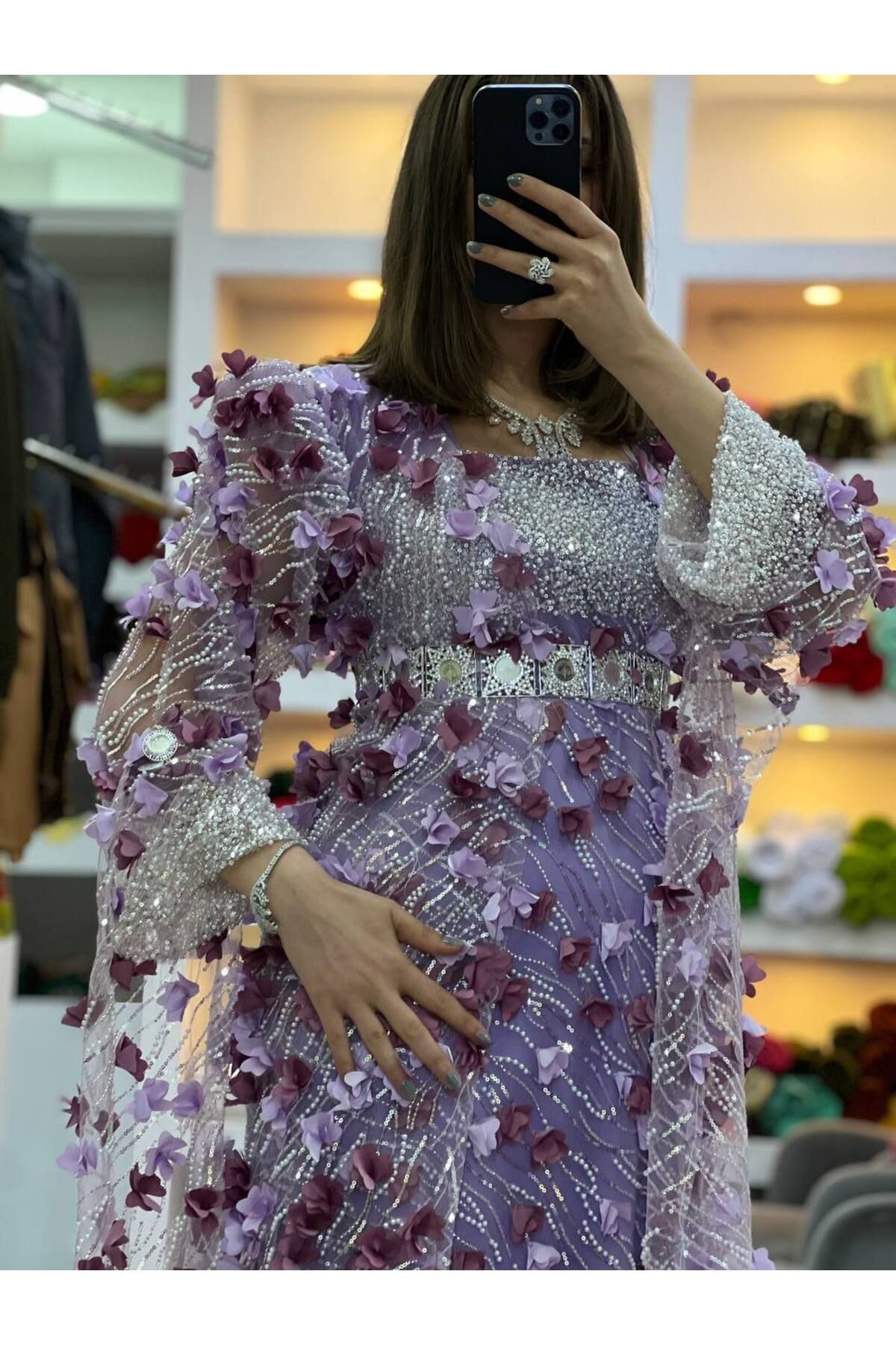 SOLİN YÖRESEL Kadın Yöresel Elbise Düğünlük Kaftan Abiye (Görseldeki Aksesuarlar Dahildir)