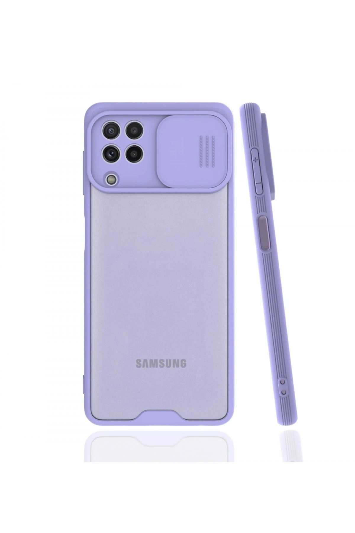 NewFace Samsung Galaxy A22 Kılıf Platin Kamera Koruma Silikon - Lila BSTMY