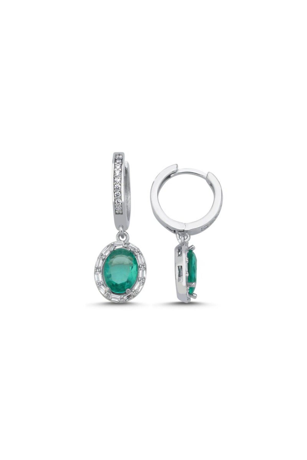 aserimo Paraiba Baget Zirkon Taşlı Oval & Halo Hagi Küpe