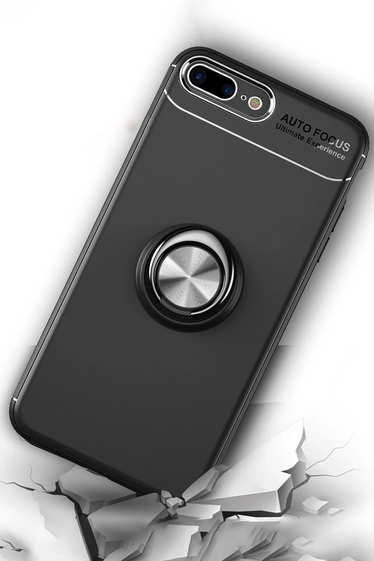 NewFace iPhone 7 Plus Kılıf Range Yüzüklü Silikon - Kırmızı BSTMY