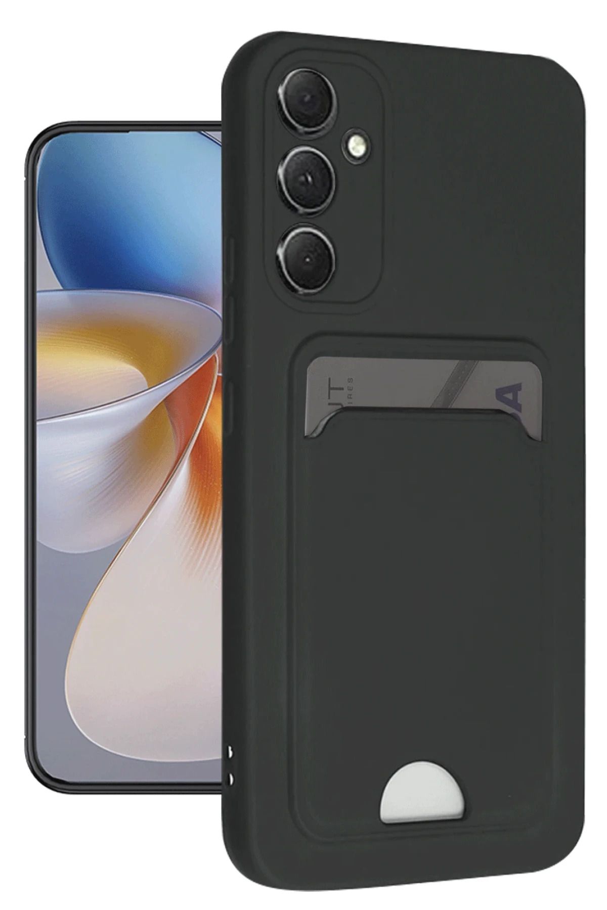 NewFace Samsung Galaxy S24 FE Kılıf Kelvin Kartvizitli Silikon - Siyah BSTMY