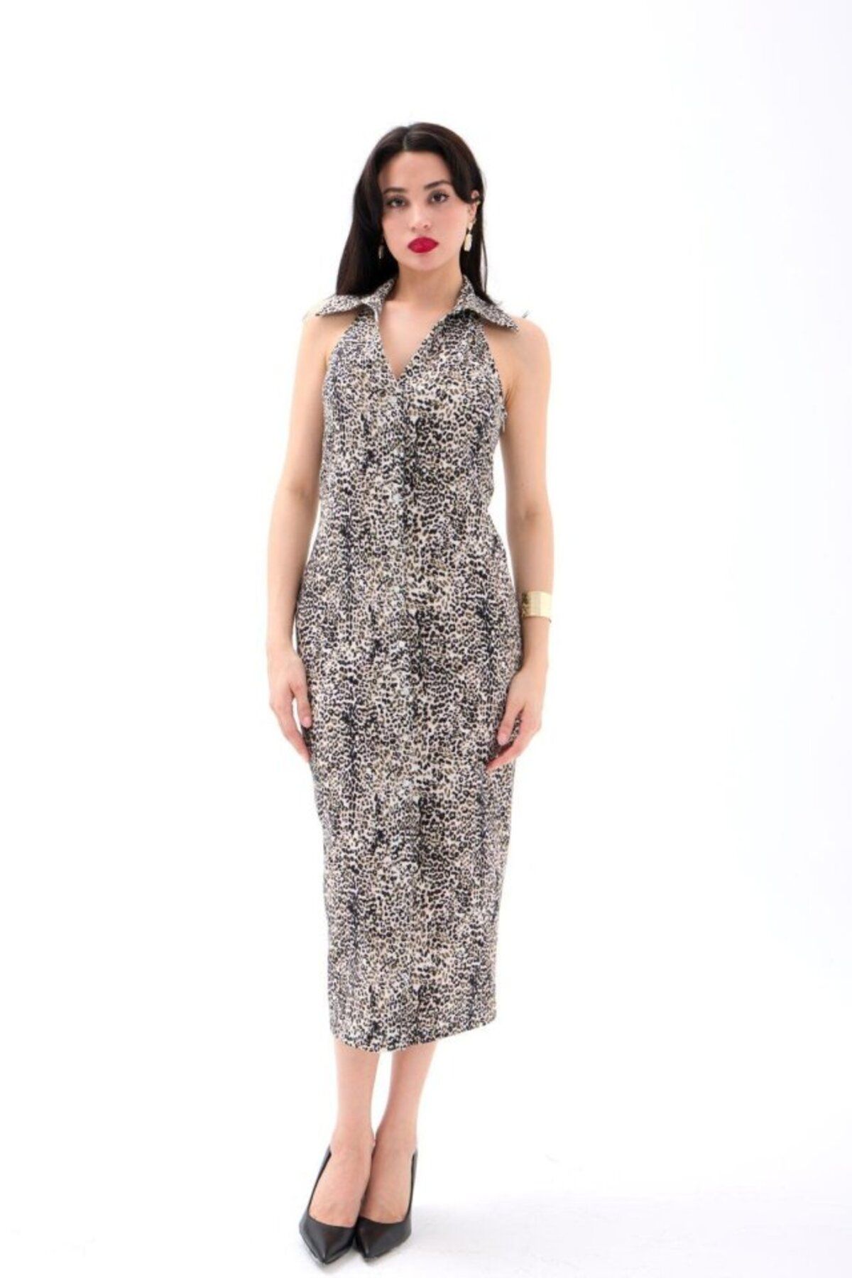 ARUZ MODA 7428 ELBİSE-SİYAH