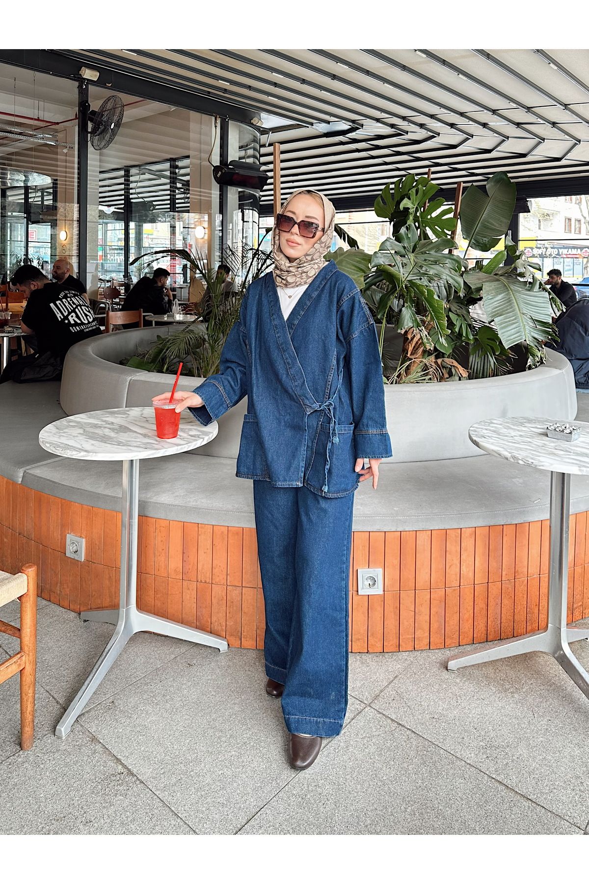 tumabutik Yandan Çapraz Bağlamalı Kot Takım