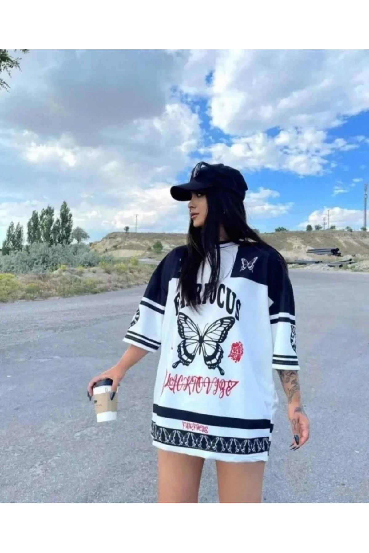 ARUZ MODA Dijital Baskılı Tshirt - Siyah