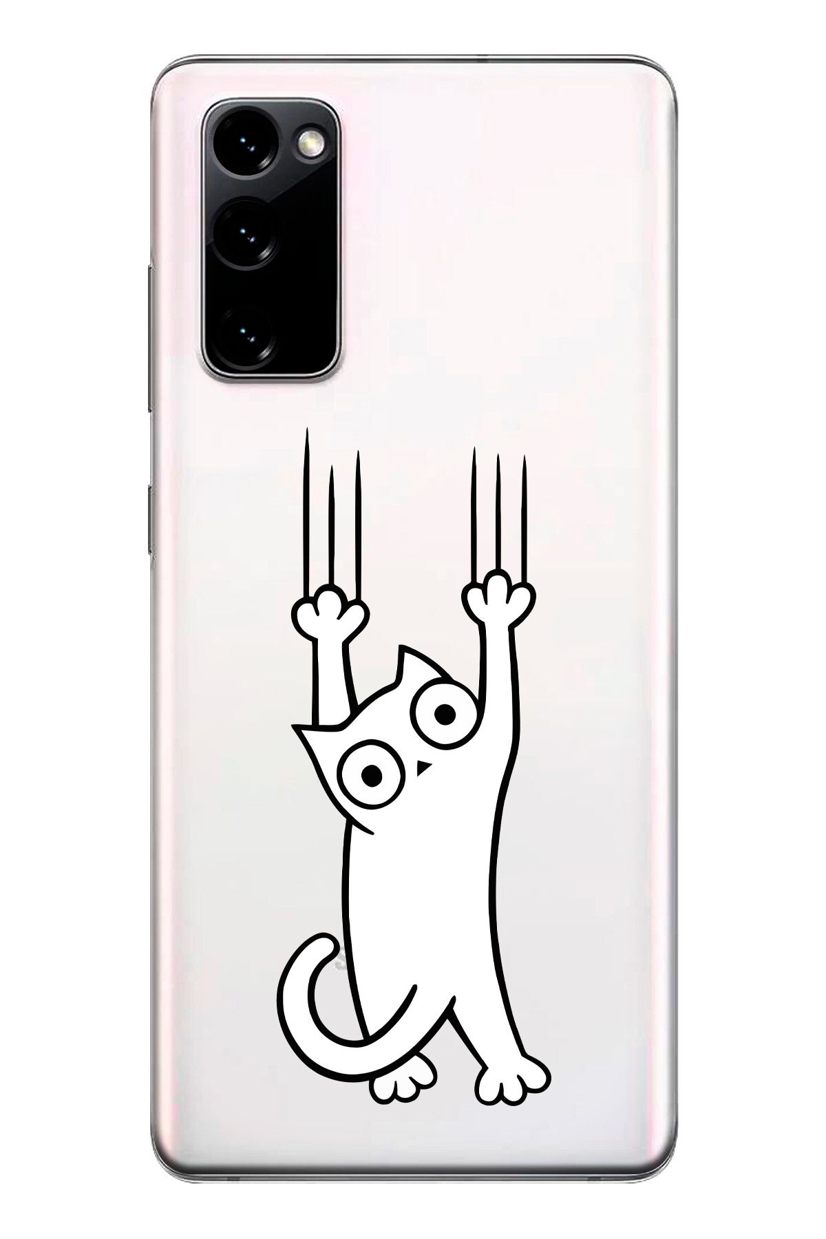 moonset Samsung Galaxy S20 FE Uyumlu Kedi Tasarımlı Baskılı Şeffaf Telefon Kılıfı