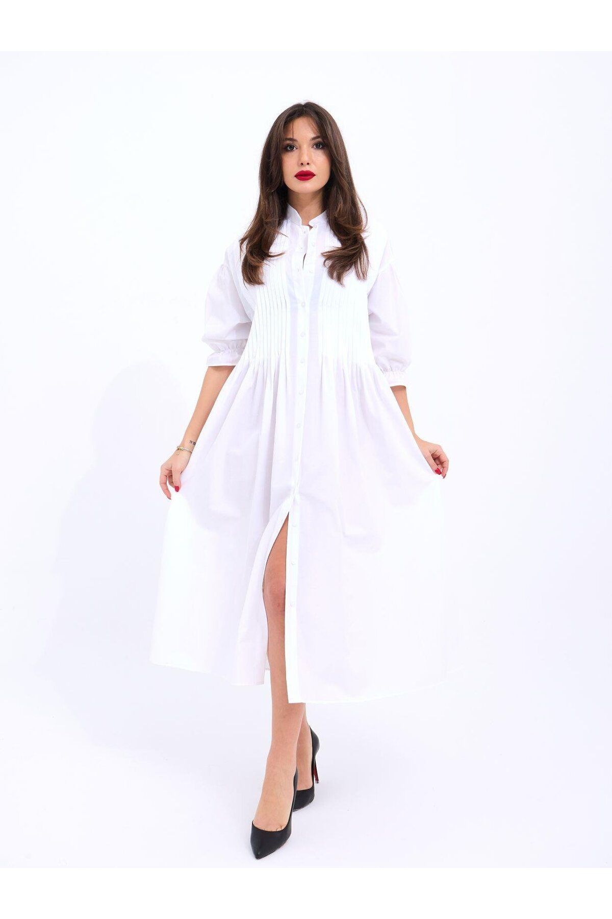 ARUZ MODA 5865 ELBİSE-BEYAZ