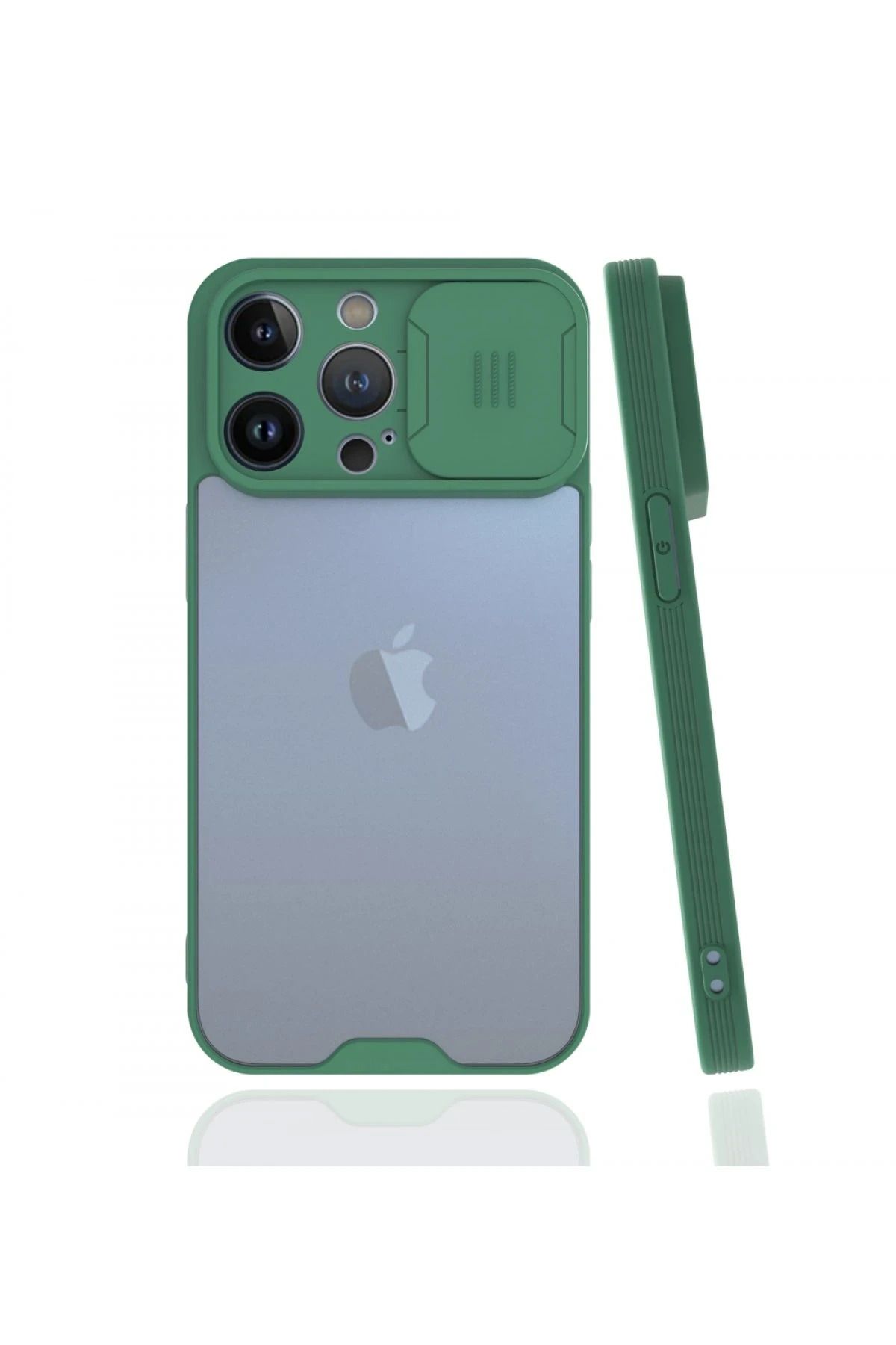 NewFace iPhone 13 Pro Max Kılıf Platin Kamera Koruma Silikon - Yeşil GLSTD