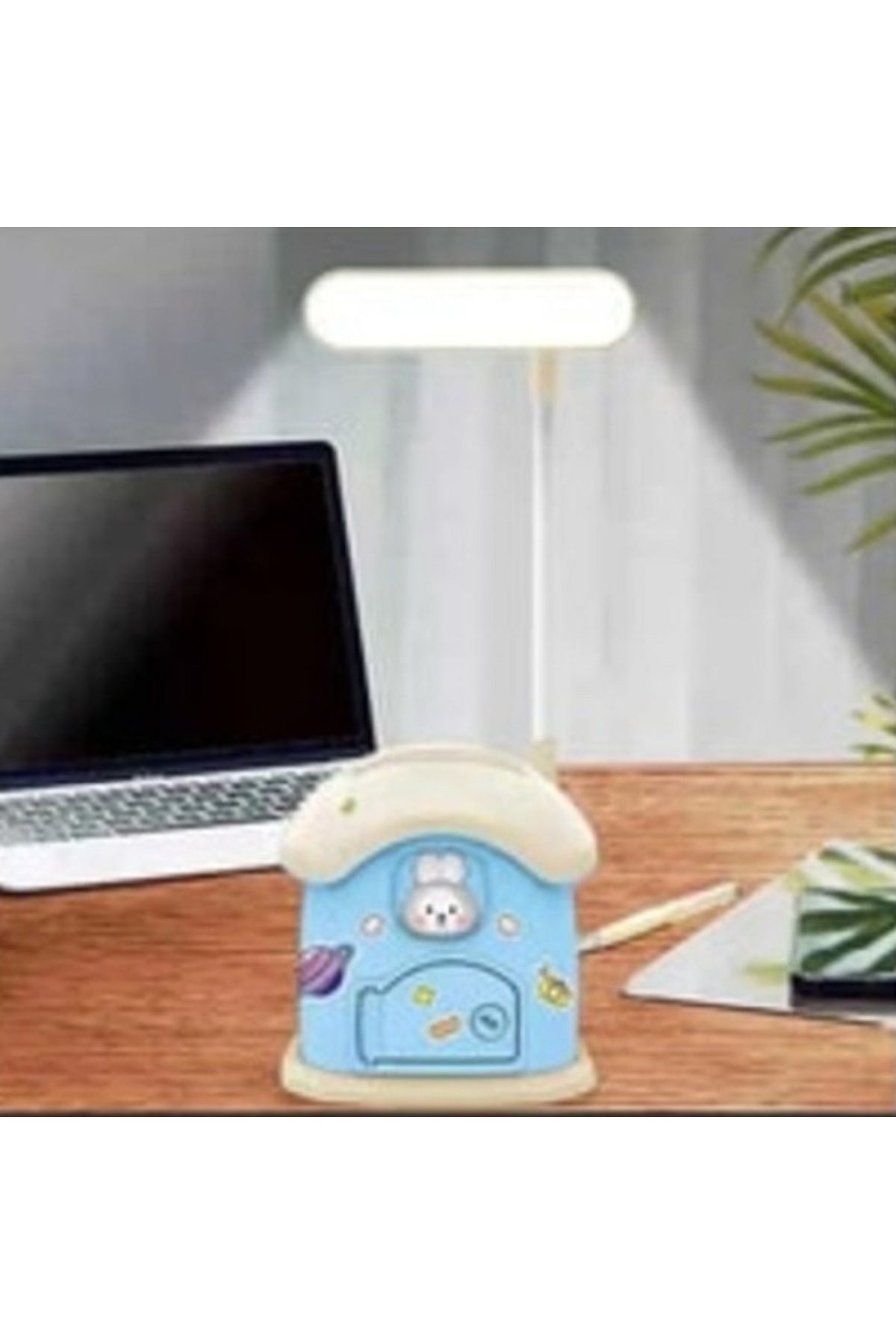 Sunalis Aksesuarlı Mini Karakterli Kumbara Mavi Masa Lambası