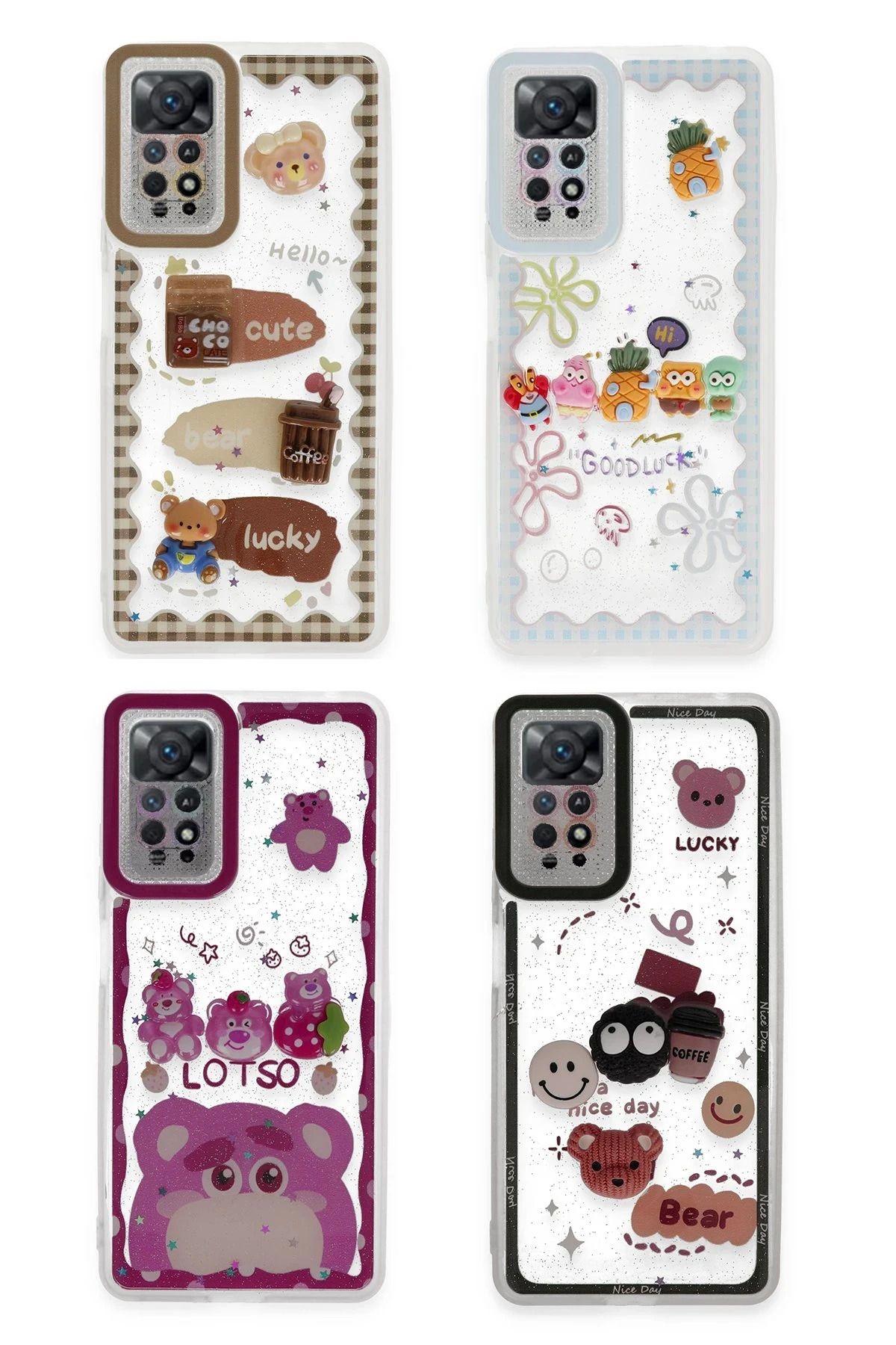 NewFace Xiaomi Redmi Note 11 Kılıf Sweet Desenli Silikon Kapak - Şeffaf BSTMY