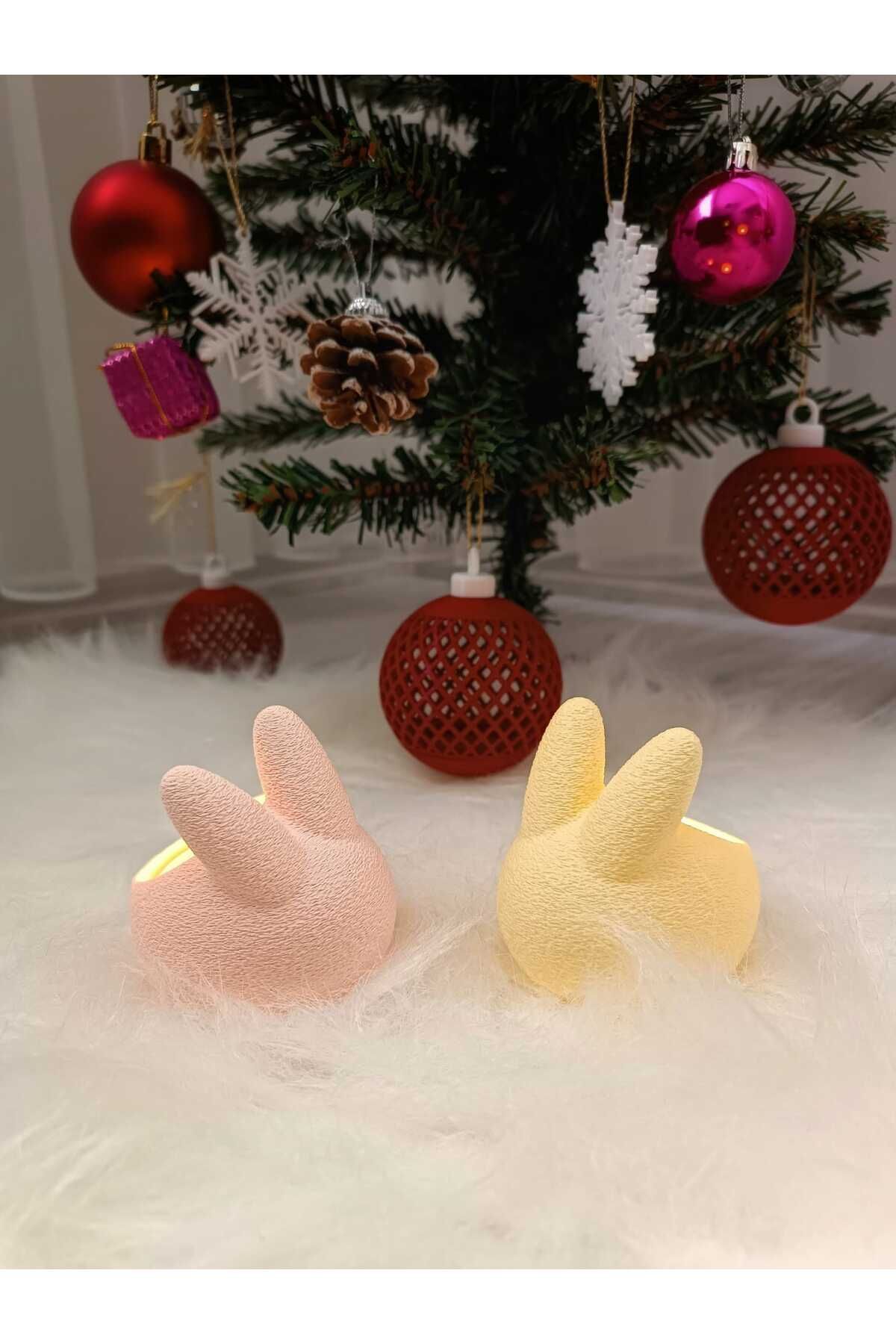 MMS DESİGN Tealight Dekoratif Tavşan Mumluk 2-Adet