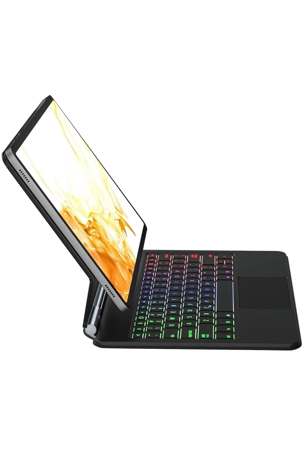 NewFace Samsung Galaxy T870 Tab S7 11 Kılıf Eternal Ledli Klavyeli Tablet Kılıfı - Siyah BSTMY