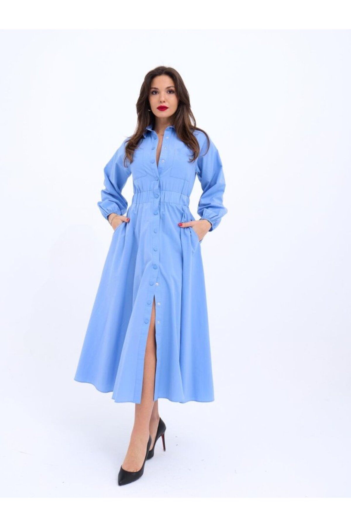 ARUZ MODA 5903 ELBİSE-MAVİ