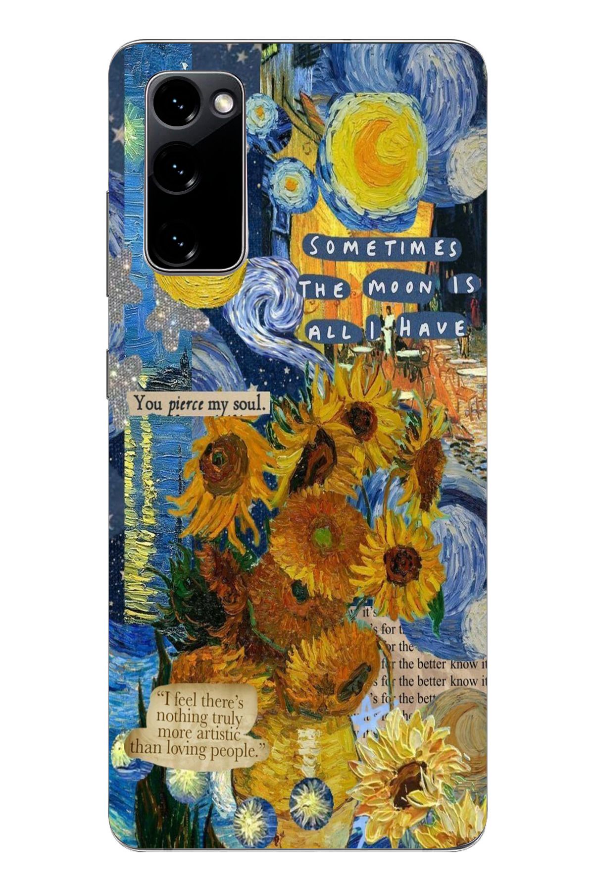 moonset Samsung Galaxy S20 FE Uyumlu Van Gogh Tasarımlı Baskılı Şeffaf Telefon Kılıfı